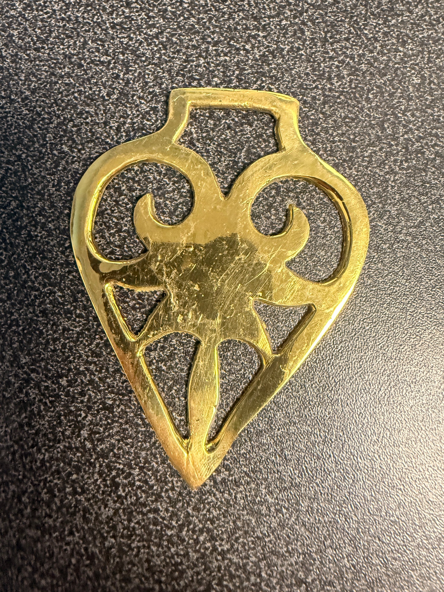 Antique Harness Brass of Blazing Sun Heart medallions