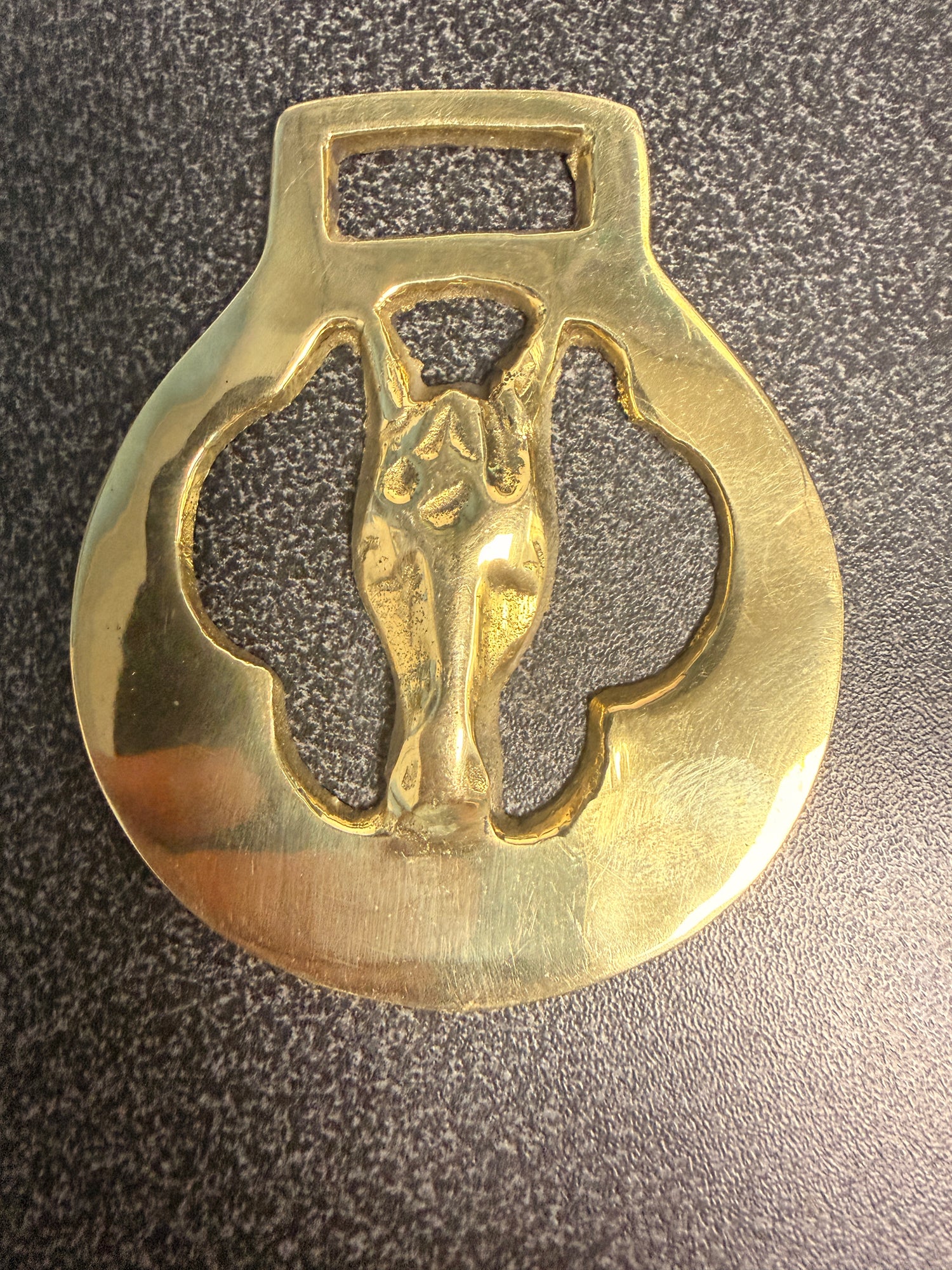 Antique Harness Brass of Centered Horse Head medallions