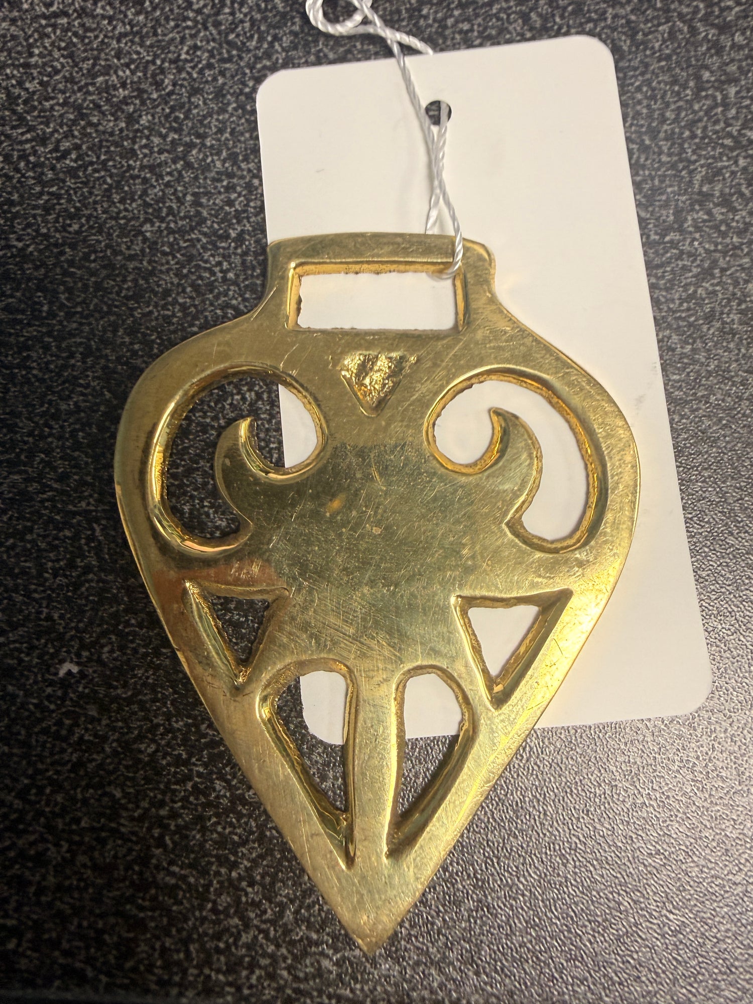 Antique Harness Brass of Blazing Sun Heart medallions