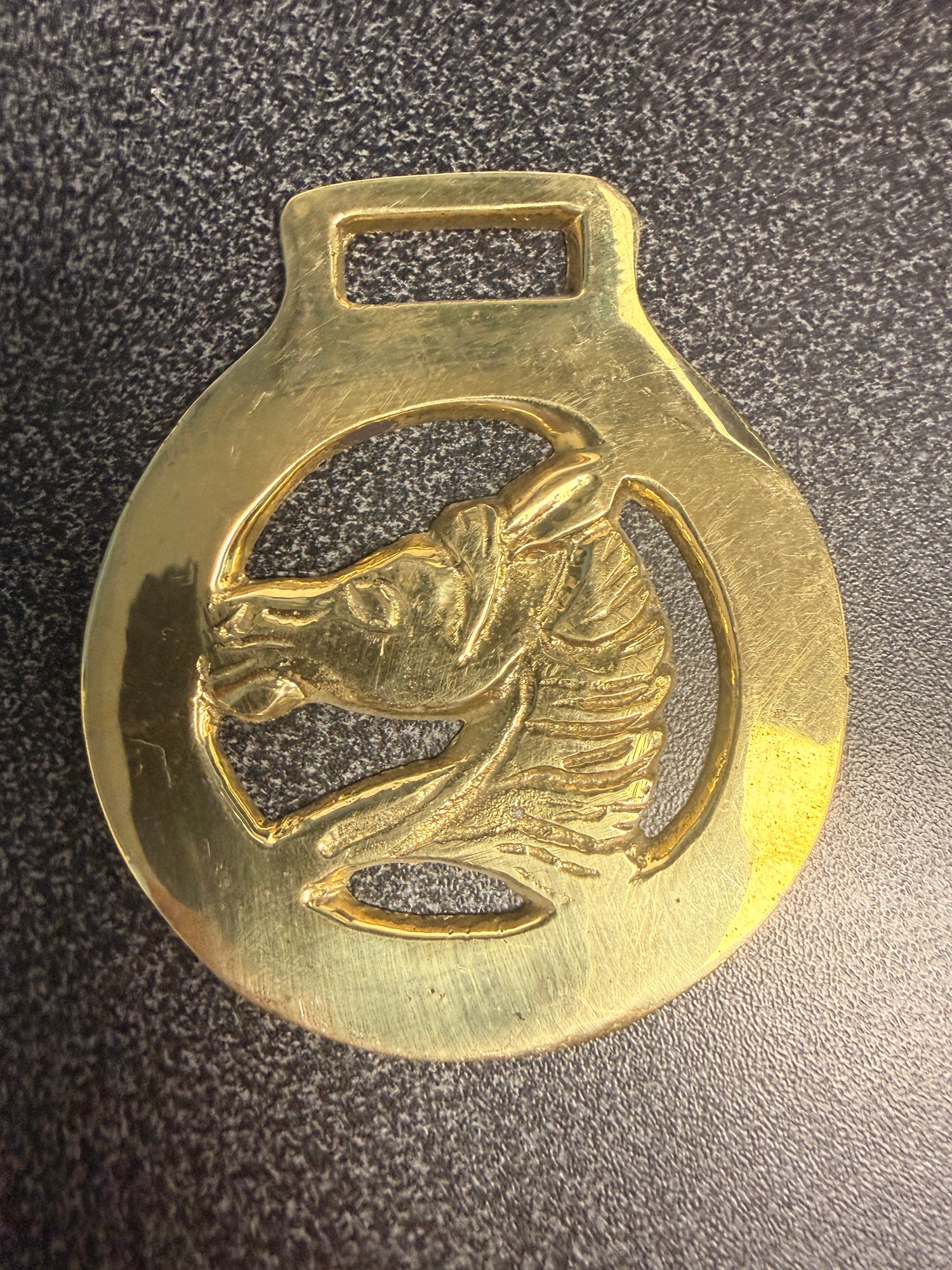 Antique Harness Brass of Horse head w mane medallions