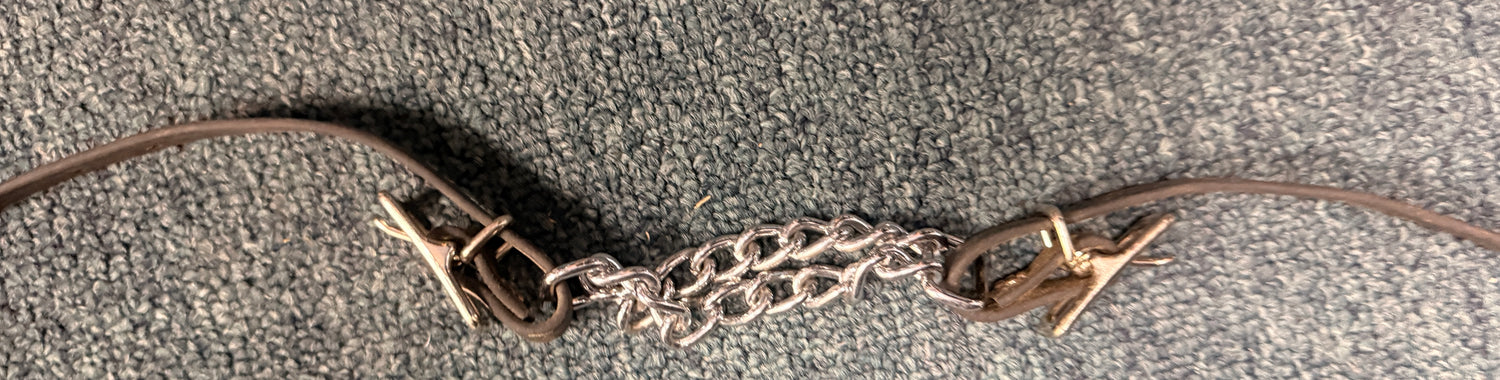 black leather curb chain western style
