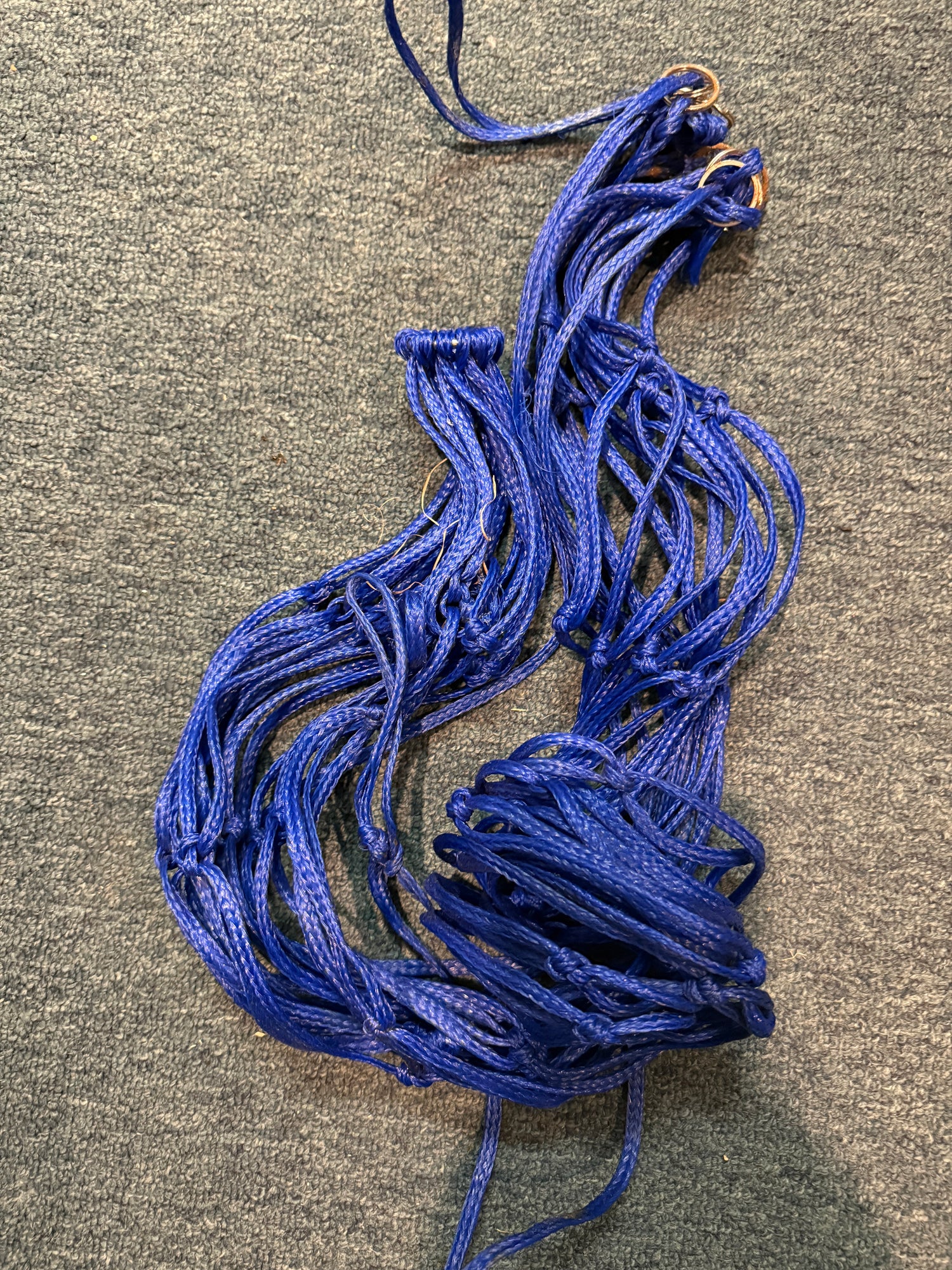 Blue Nylon rope hay bag