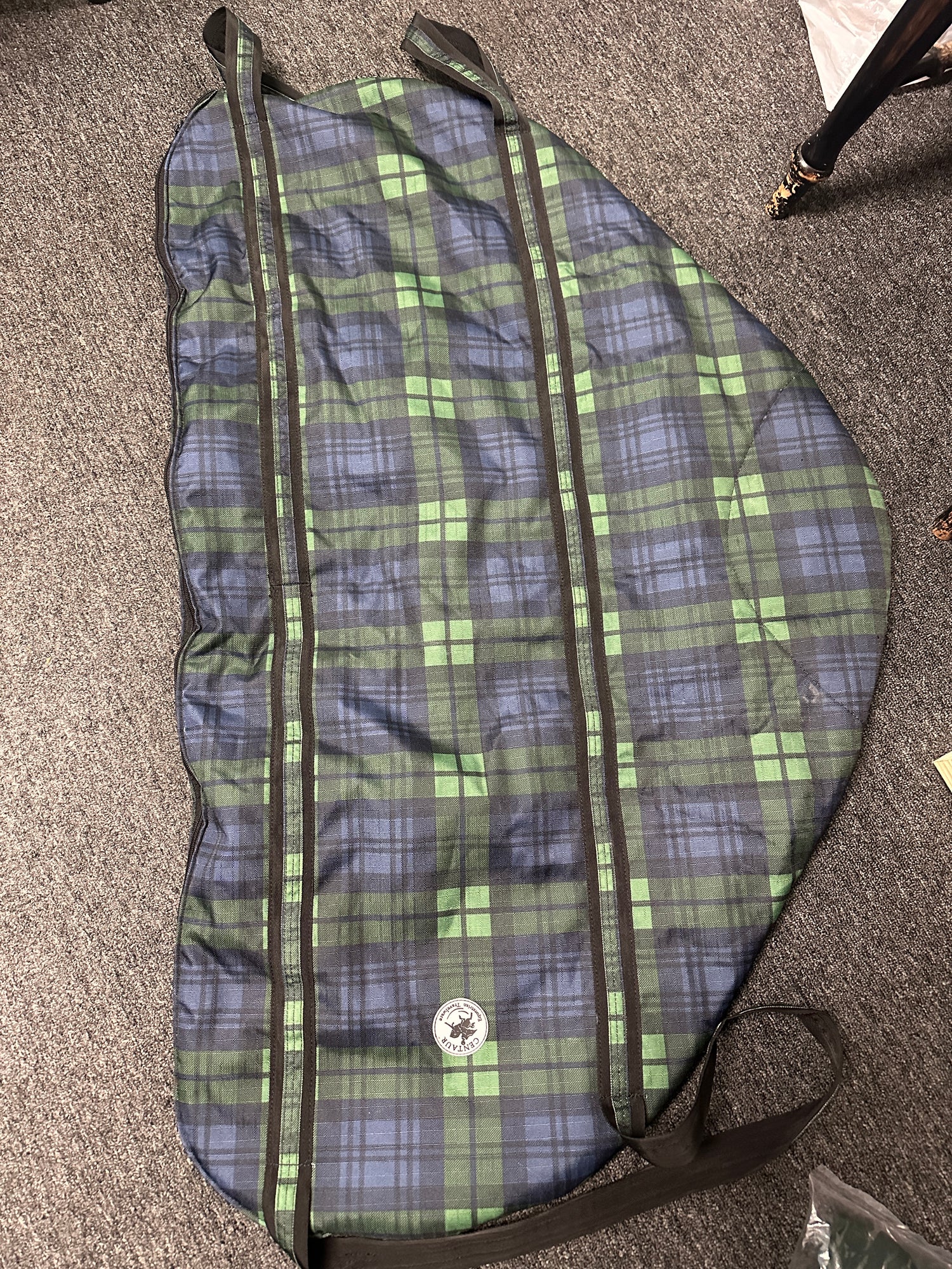 Centaur Blue Green Tartan Saddle Travel Bag English