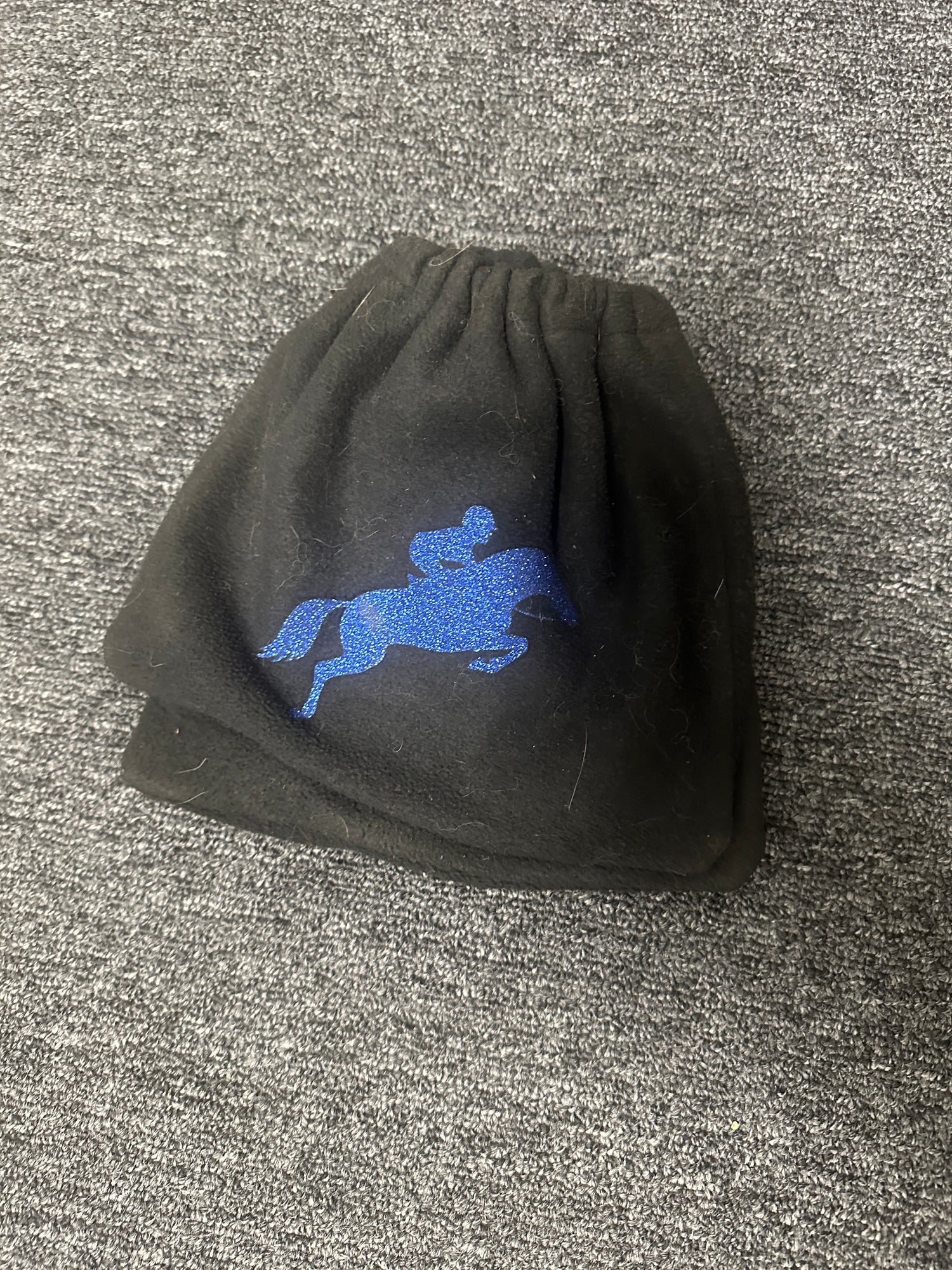 Stirrup Iron Cover Black with Blue horse