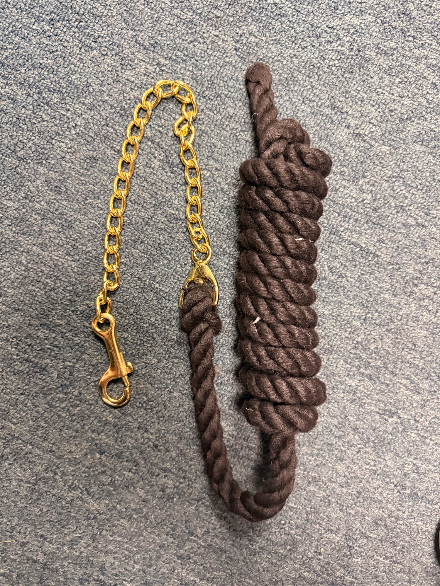 gold tone chain cotton black lead rope