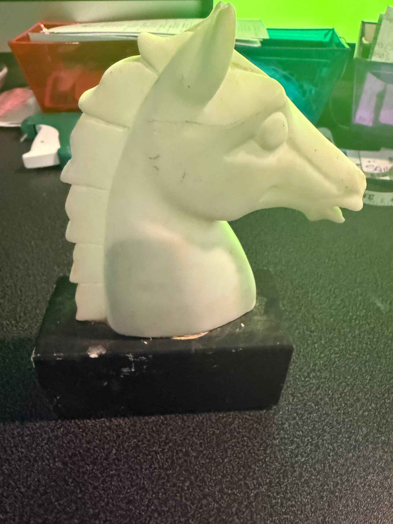 7" high Marble horse head statue