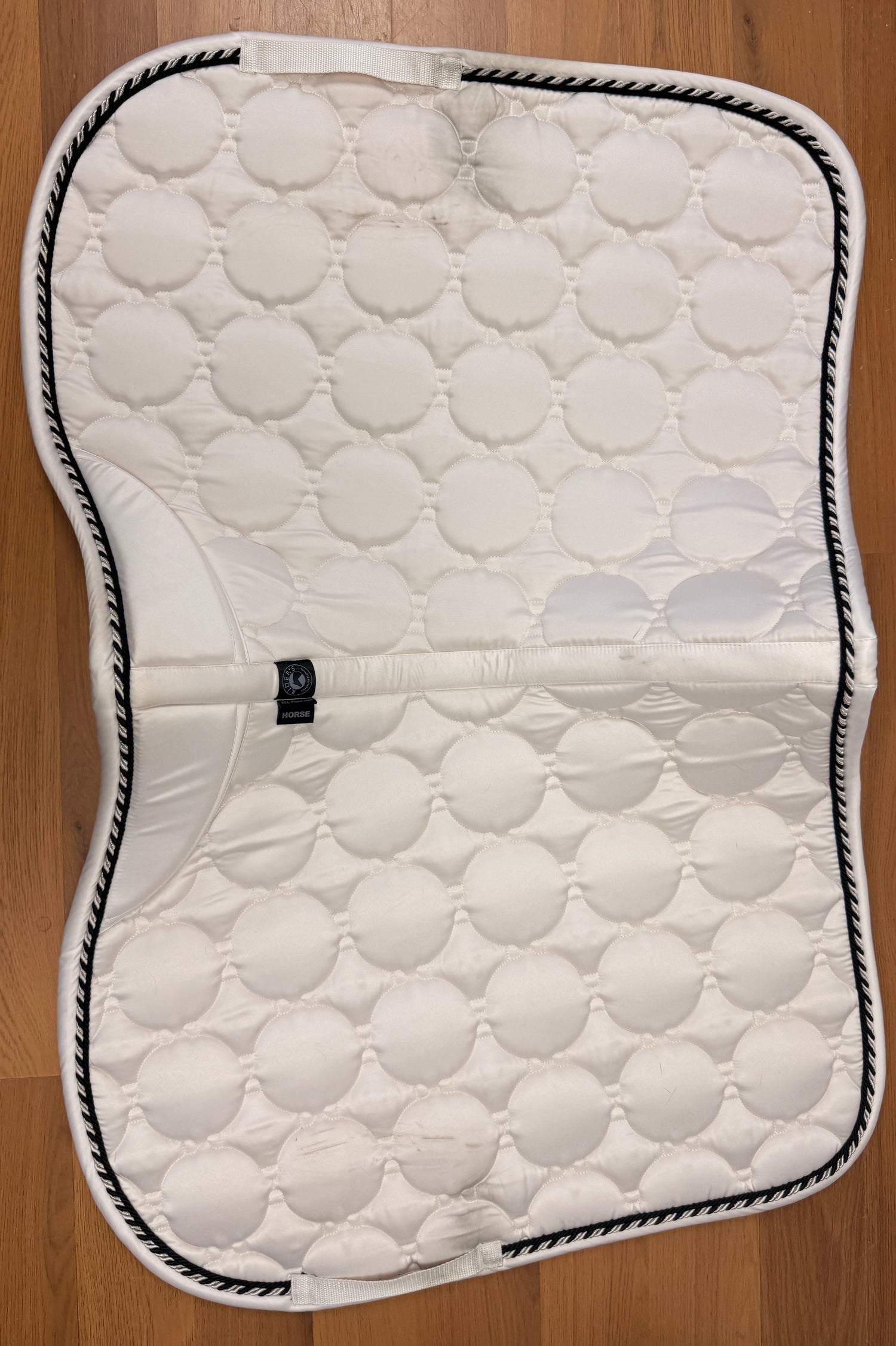 White Quilted Satin Riders All purpose saddle pad