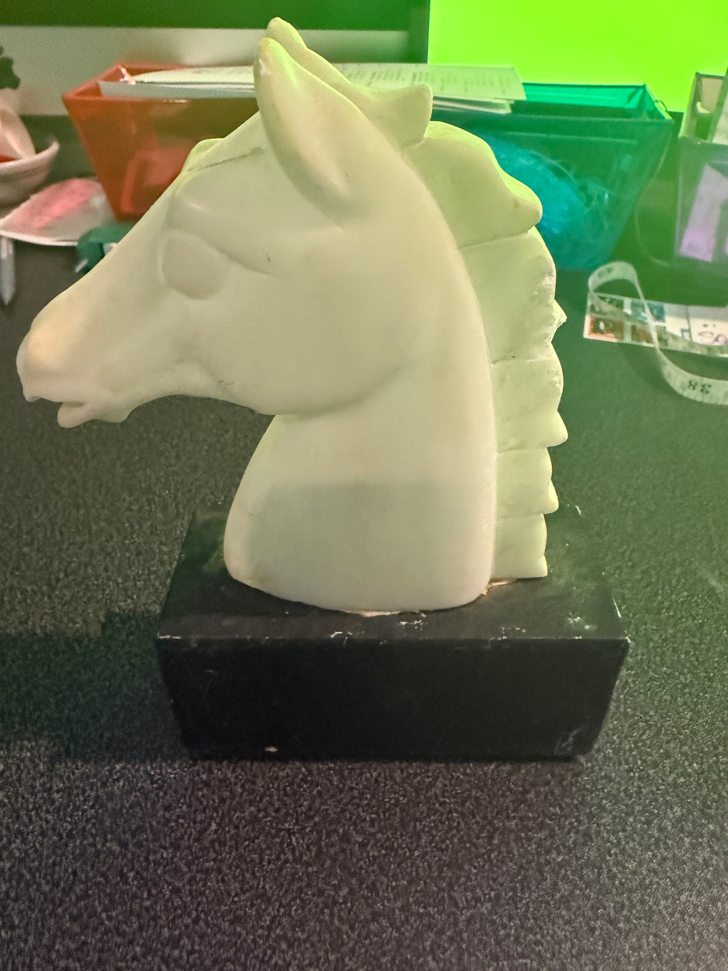 7" high Marble horse head statue