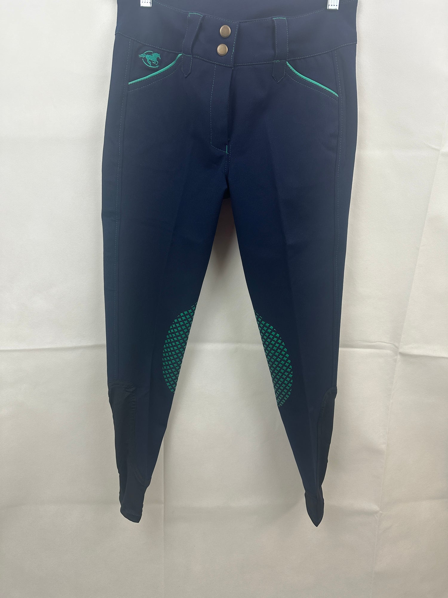 Women's Piper Breeches Navy / Emerald Silicone Knee Patch