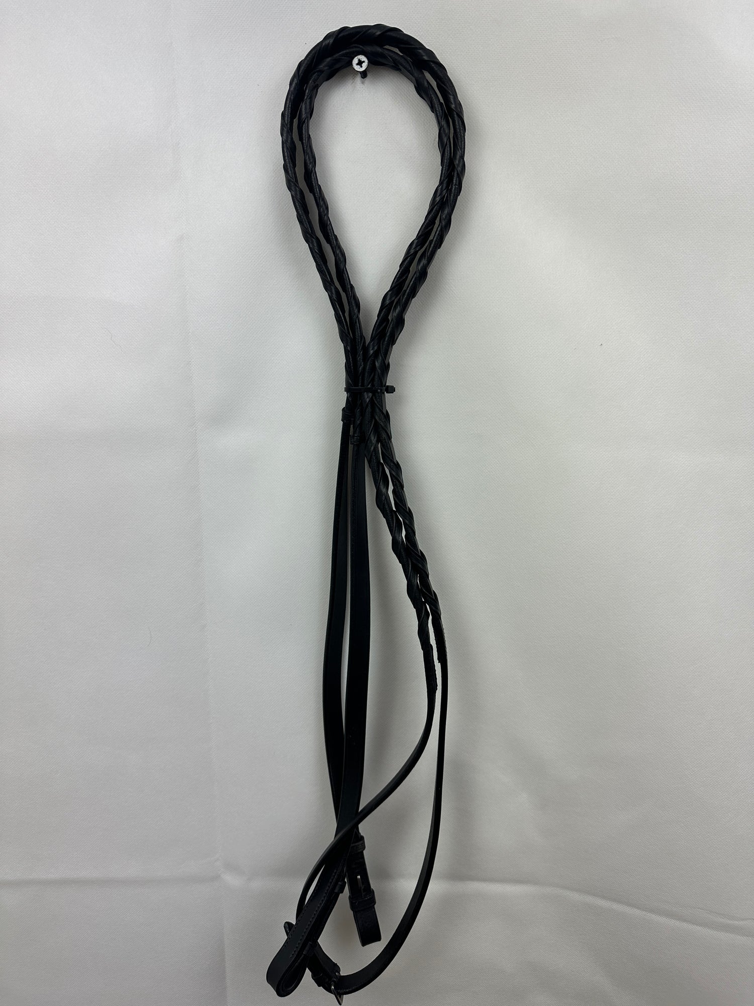 Braided Black leather English Reins