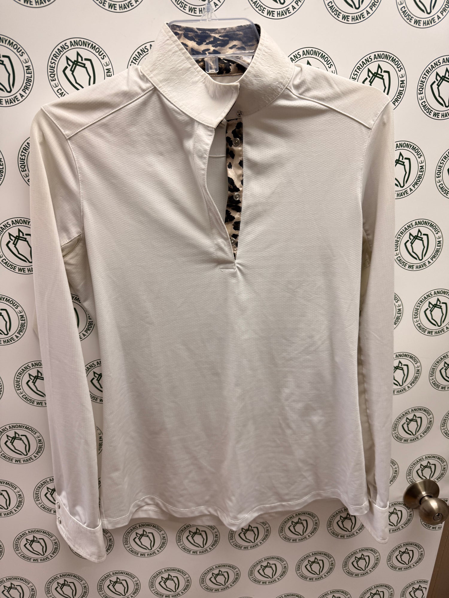 Med Women's Tailored Sportsman White Show Shirt Cheeta print