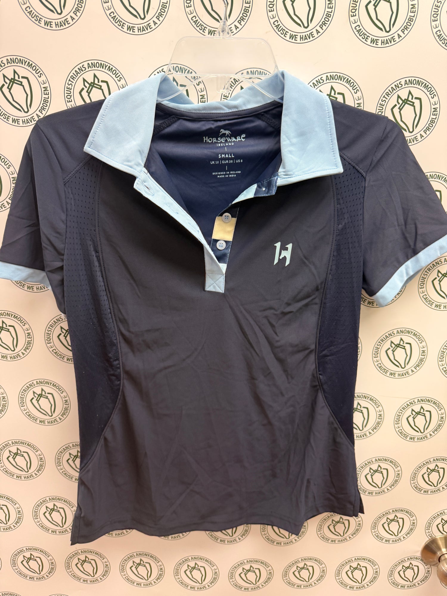 S Women's Horsewares short sleeve riding shirt blue