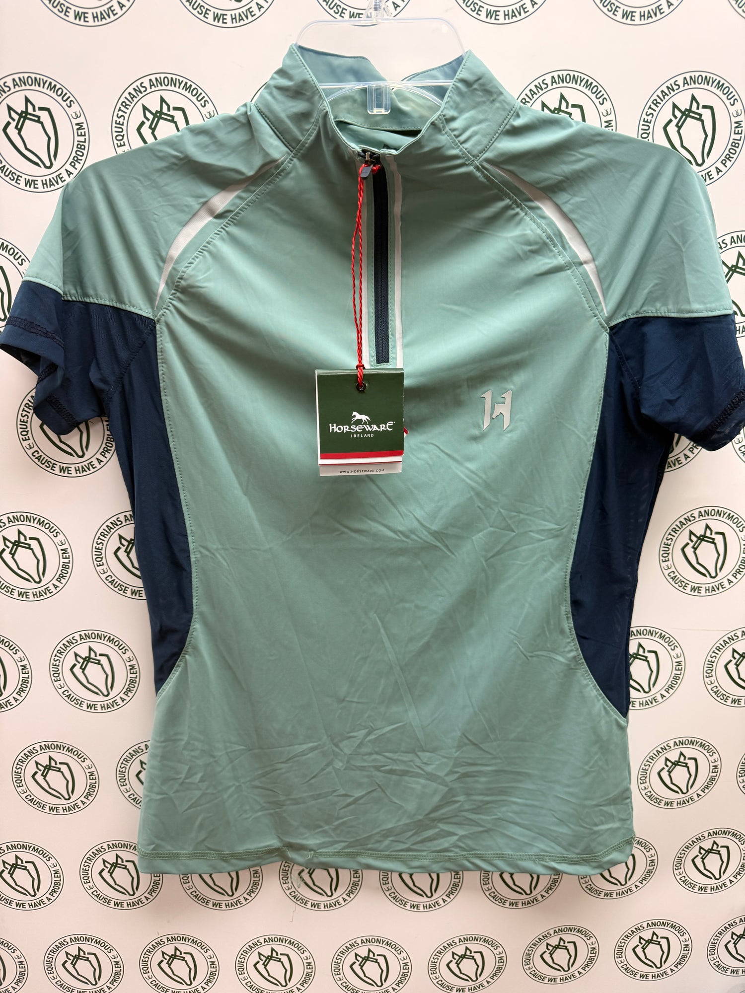 S Women's Horsewares short sleeve riding shirt green  blue