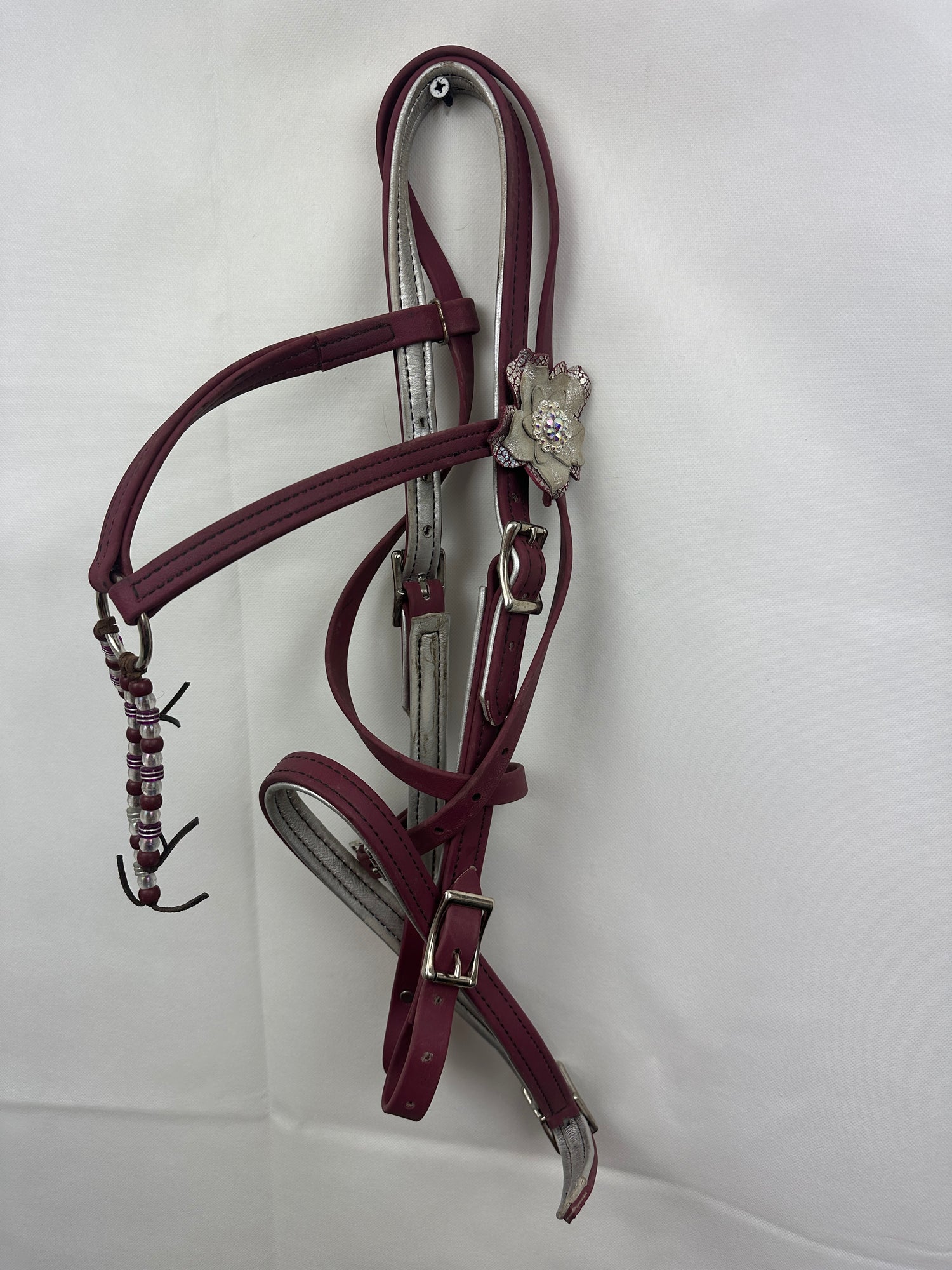 Western biothane maroon and white headstall