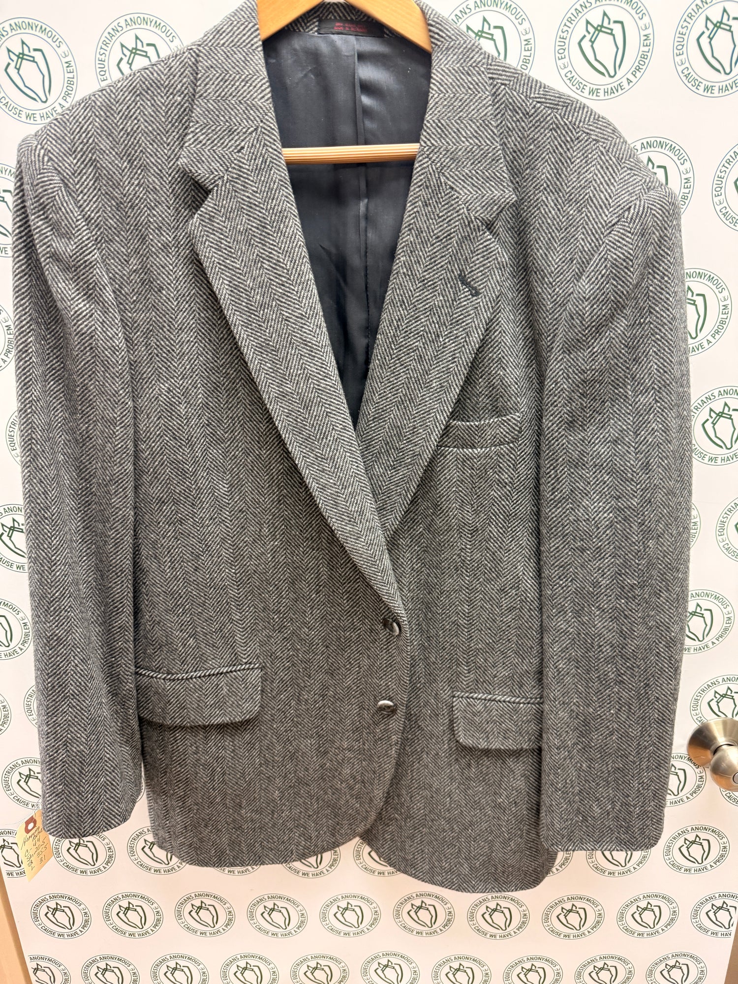 44" Men's Herring Bone Hunt Coat wool tweed