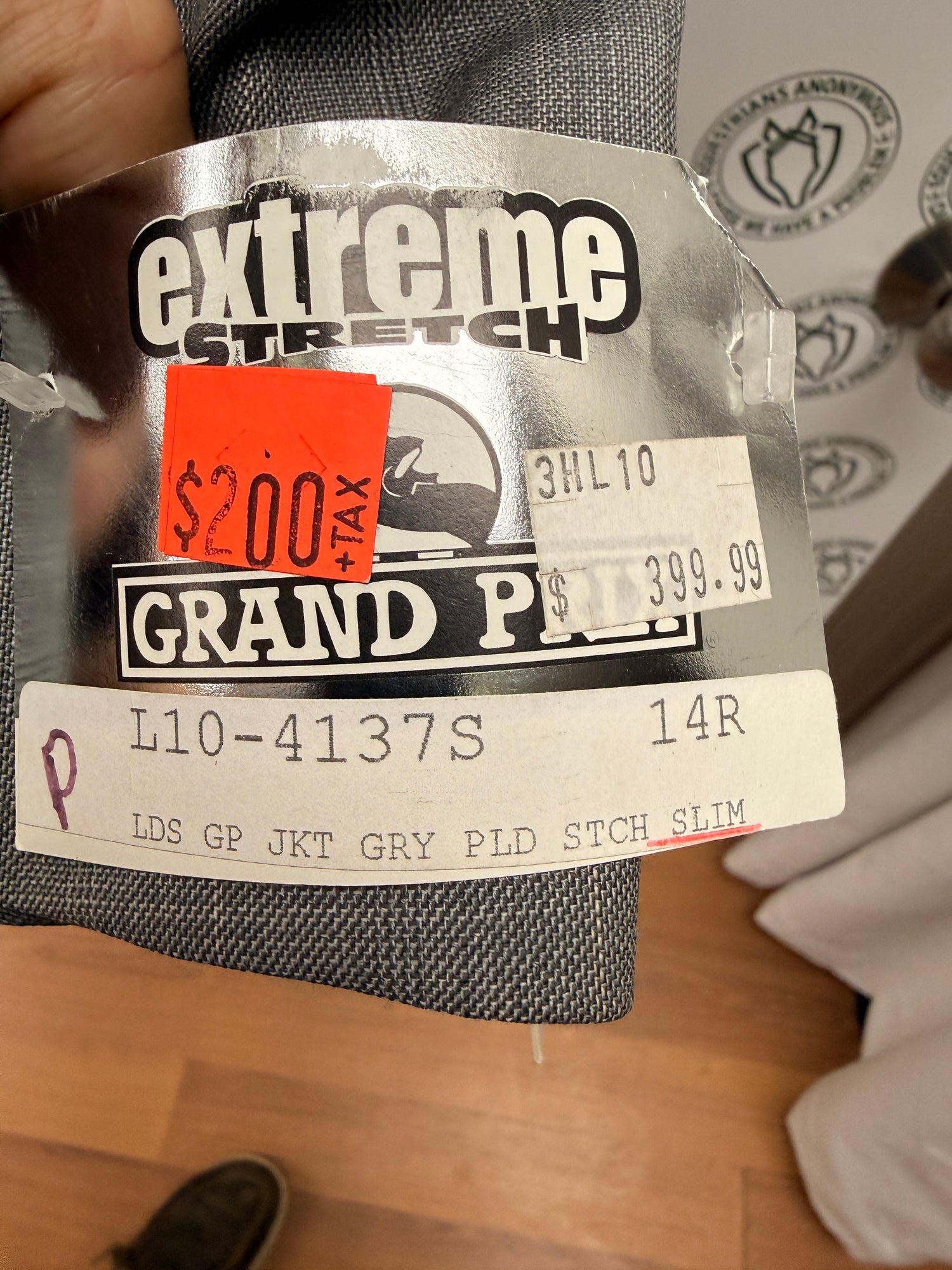 14R Extreme Stretch Grand Prix Grey Plaid slim