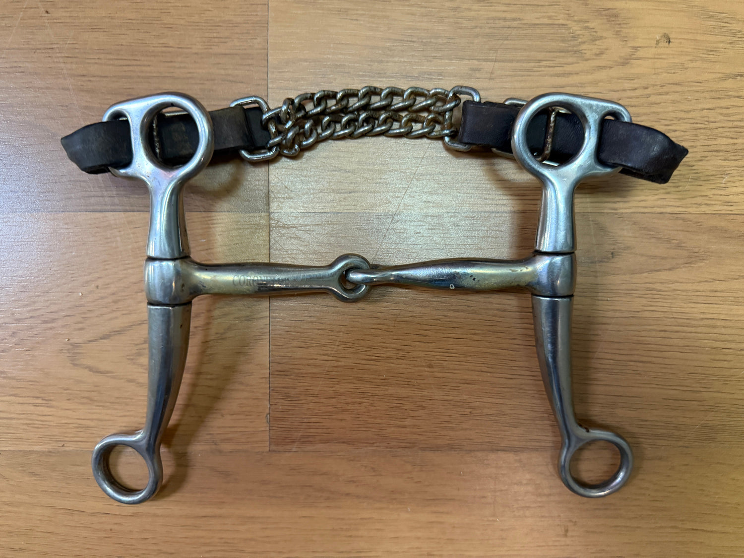 5" Western Shank bit with leather and chain curb