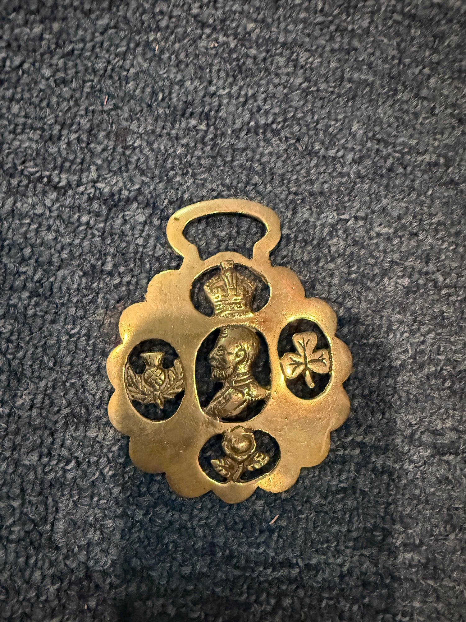 King George V Horse Brass Medallion - Vintage British Heritage Design