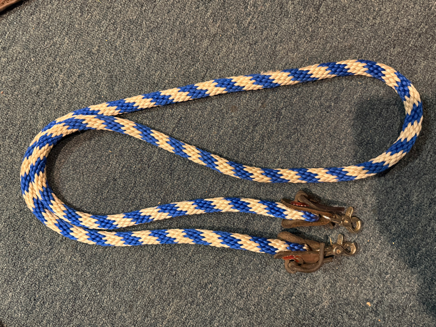 Blue and White Western Clip Reins