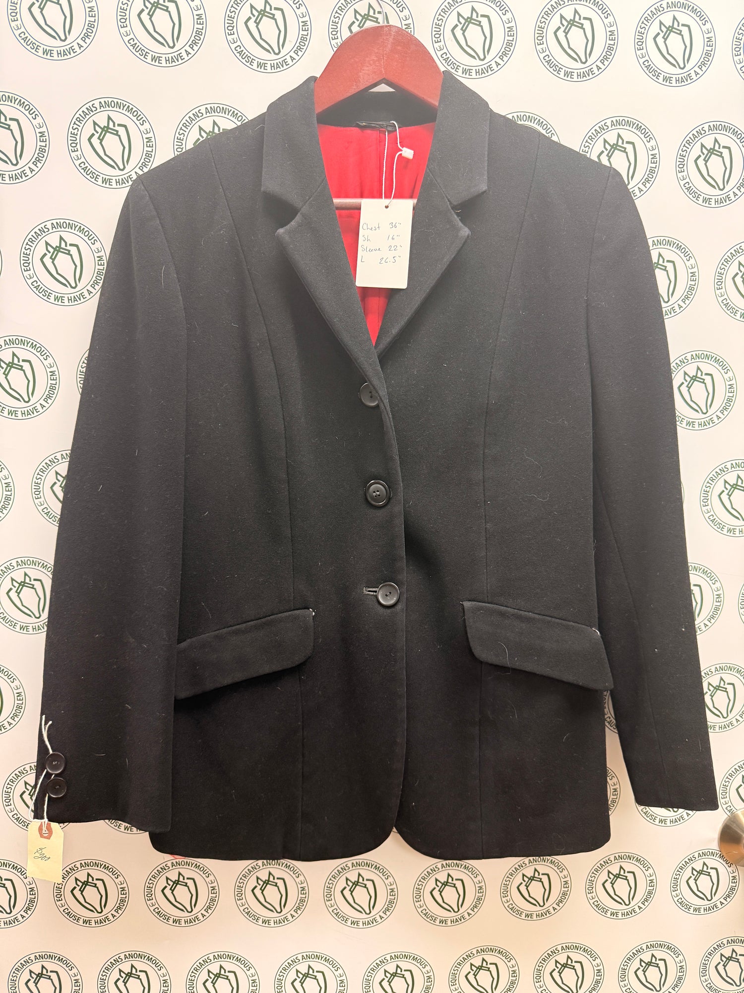 36" chest Women's Melton Black wool for Fox Hunting