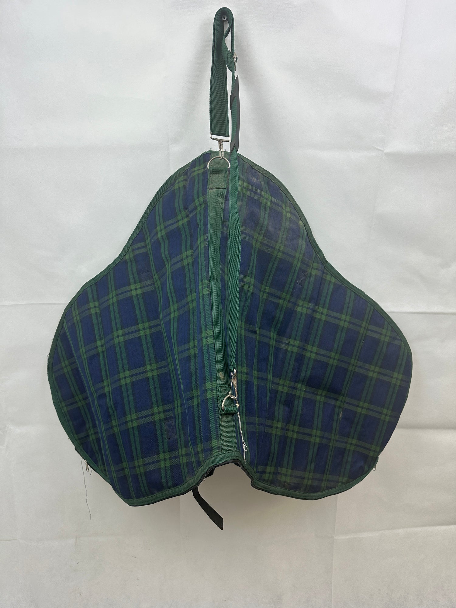 Green Plaid English Saddle Cover / Storage Bag