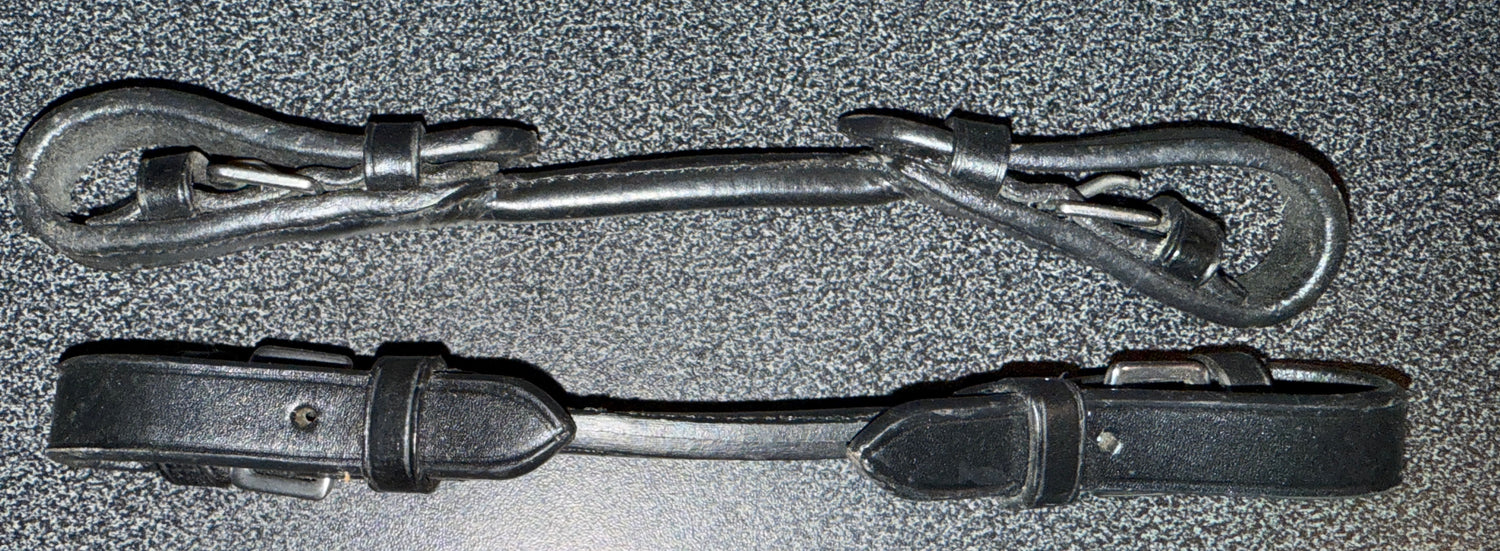 Pelham Bit Rein Connectors Black Leather