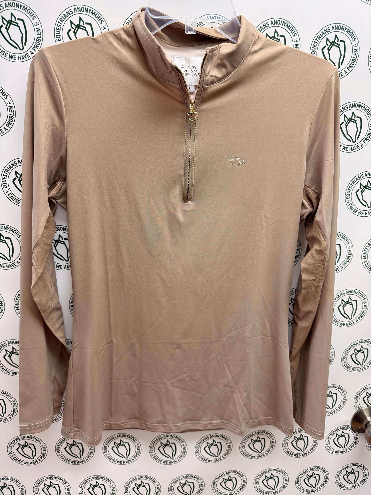 L Women's Solid Beige Sunshirt by Proper Fox