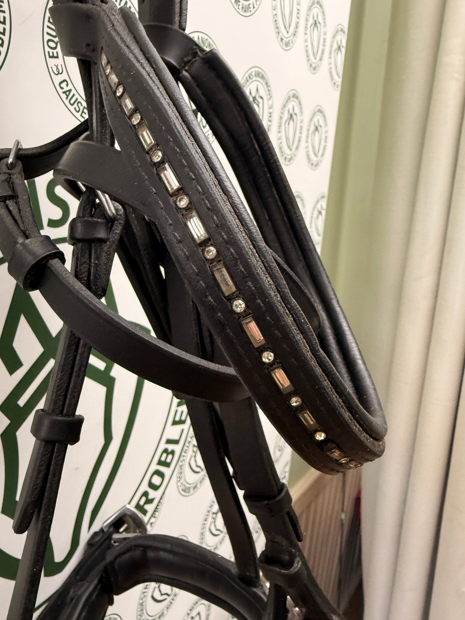 XL Dressage Bridle with flash black leather