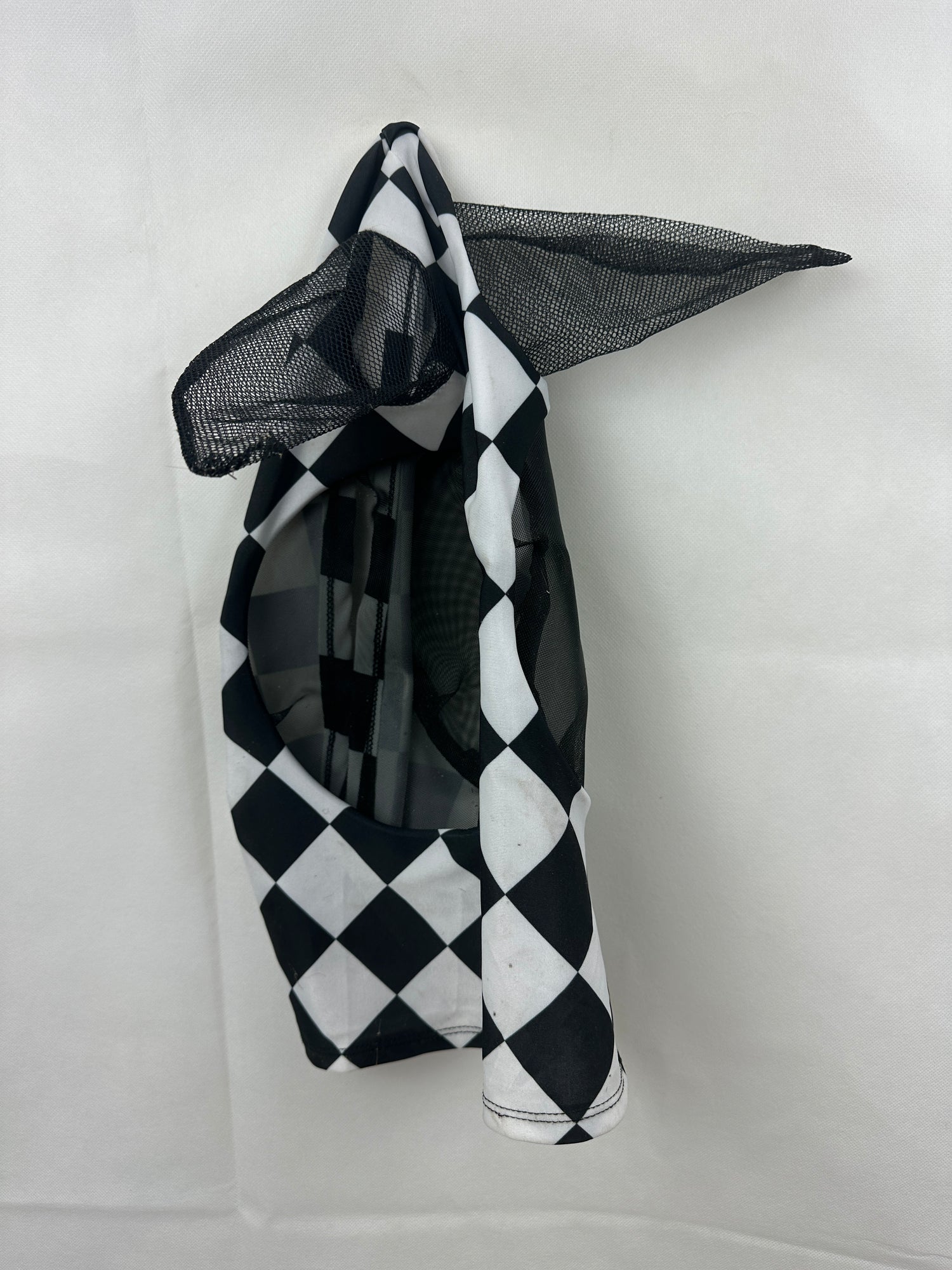 Fly Mask Lycra black and white check Medium