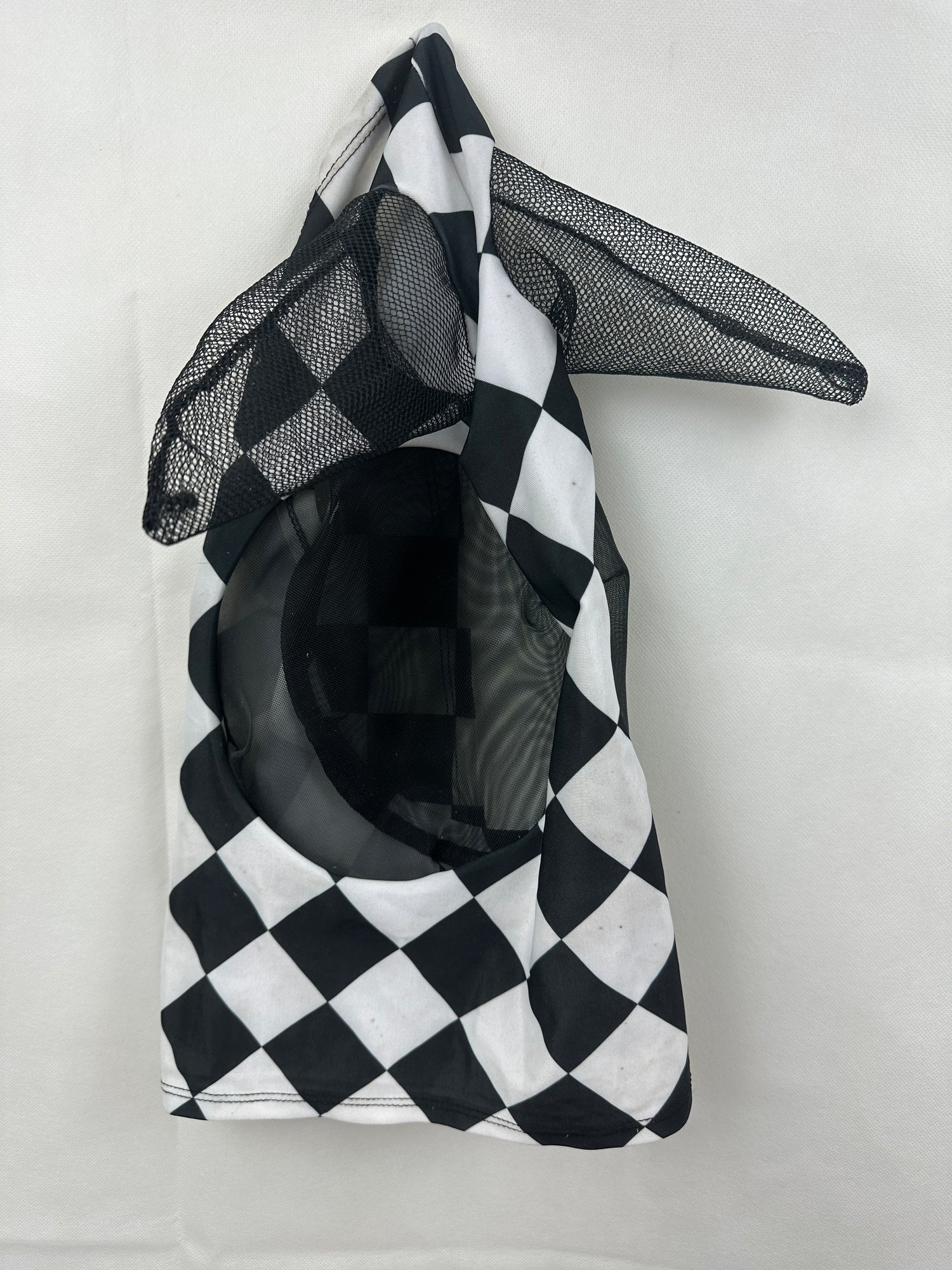 Fly Mask Lycra black and white check Medium