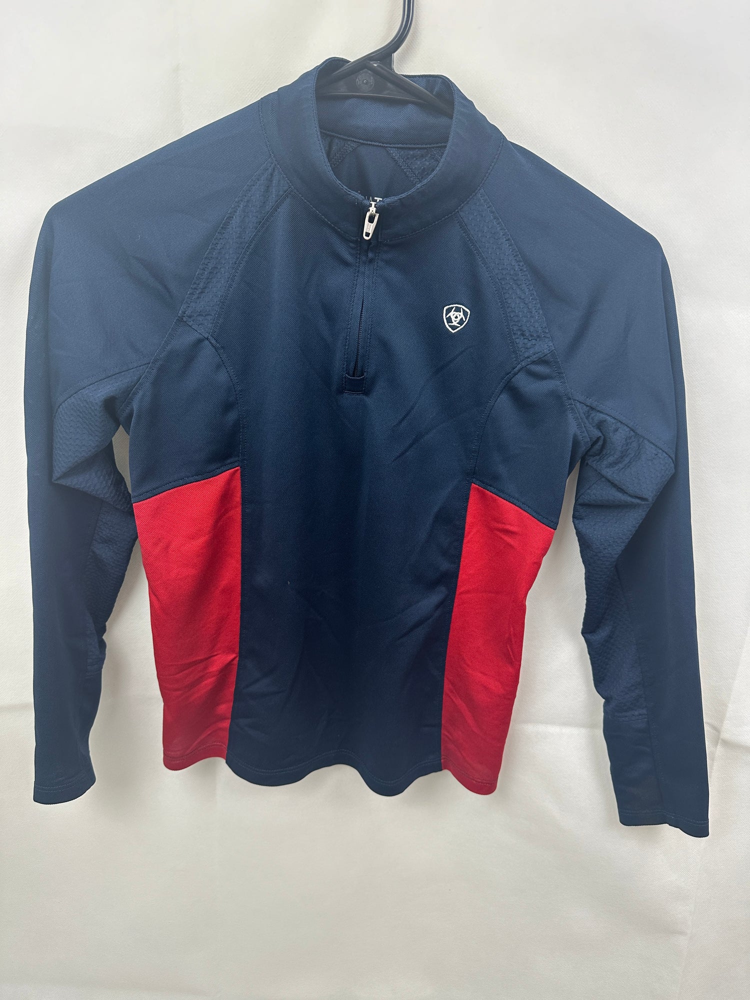 Youth M/10 Ariat Navy Red 1/4 Zip