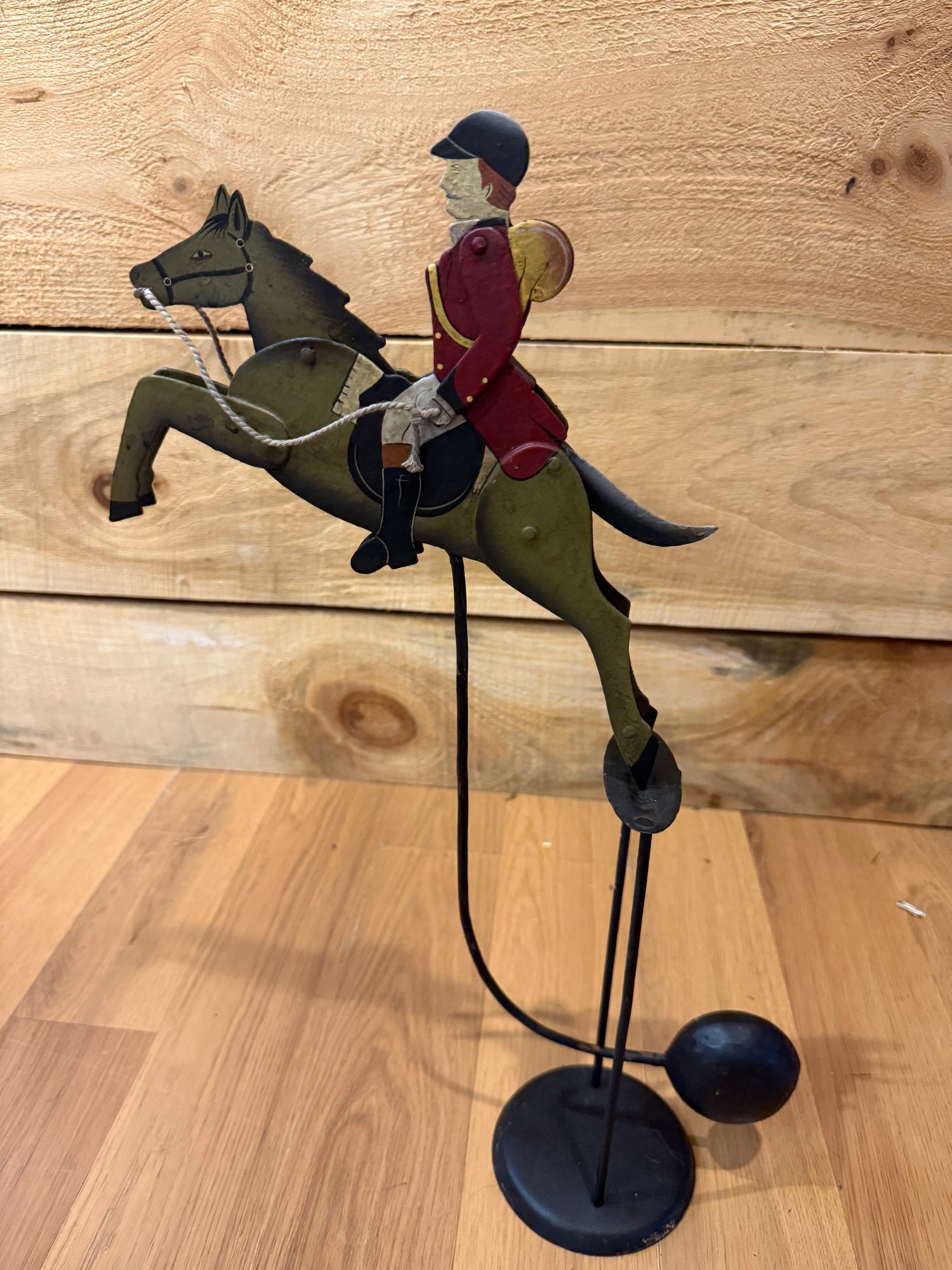 Antique Hunt and rider toy swings back and forth