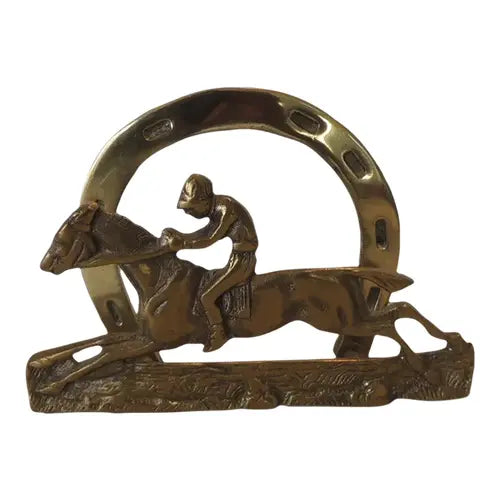 Brass Hermes style Jockey & Horseshoe Letter Holder (old)