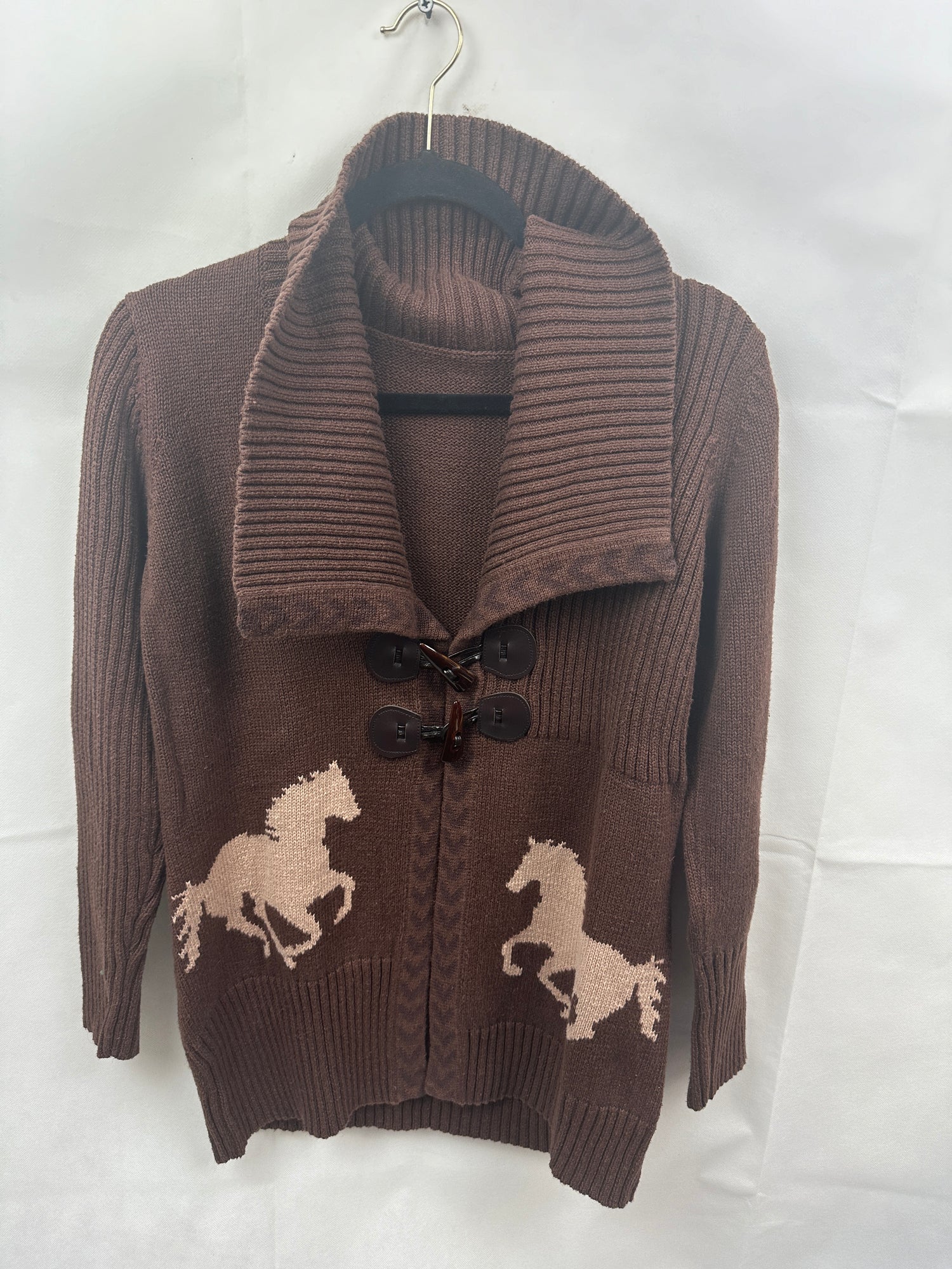 Ladies medium Horse motif Dark Brown with Beige Horses