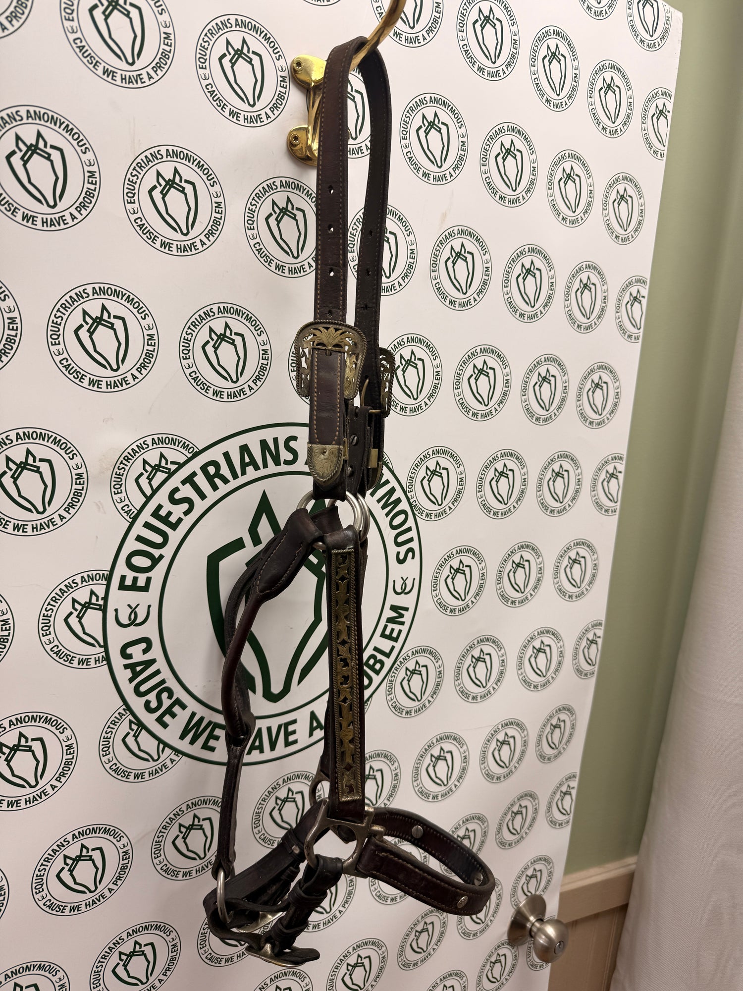 Horse size Leather Halter with fancy embellishments