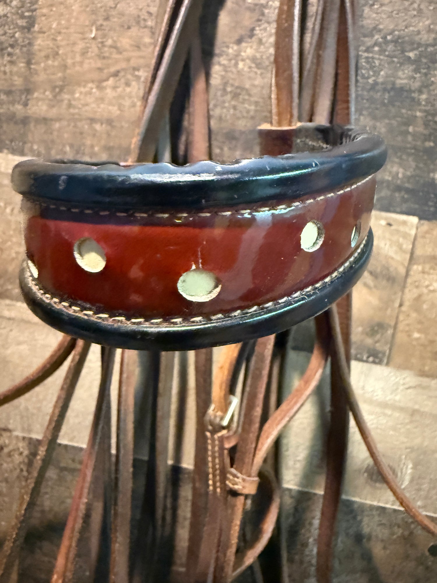Saddle Seat Bridle with double reins and bit Red patent leather