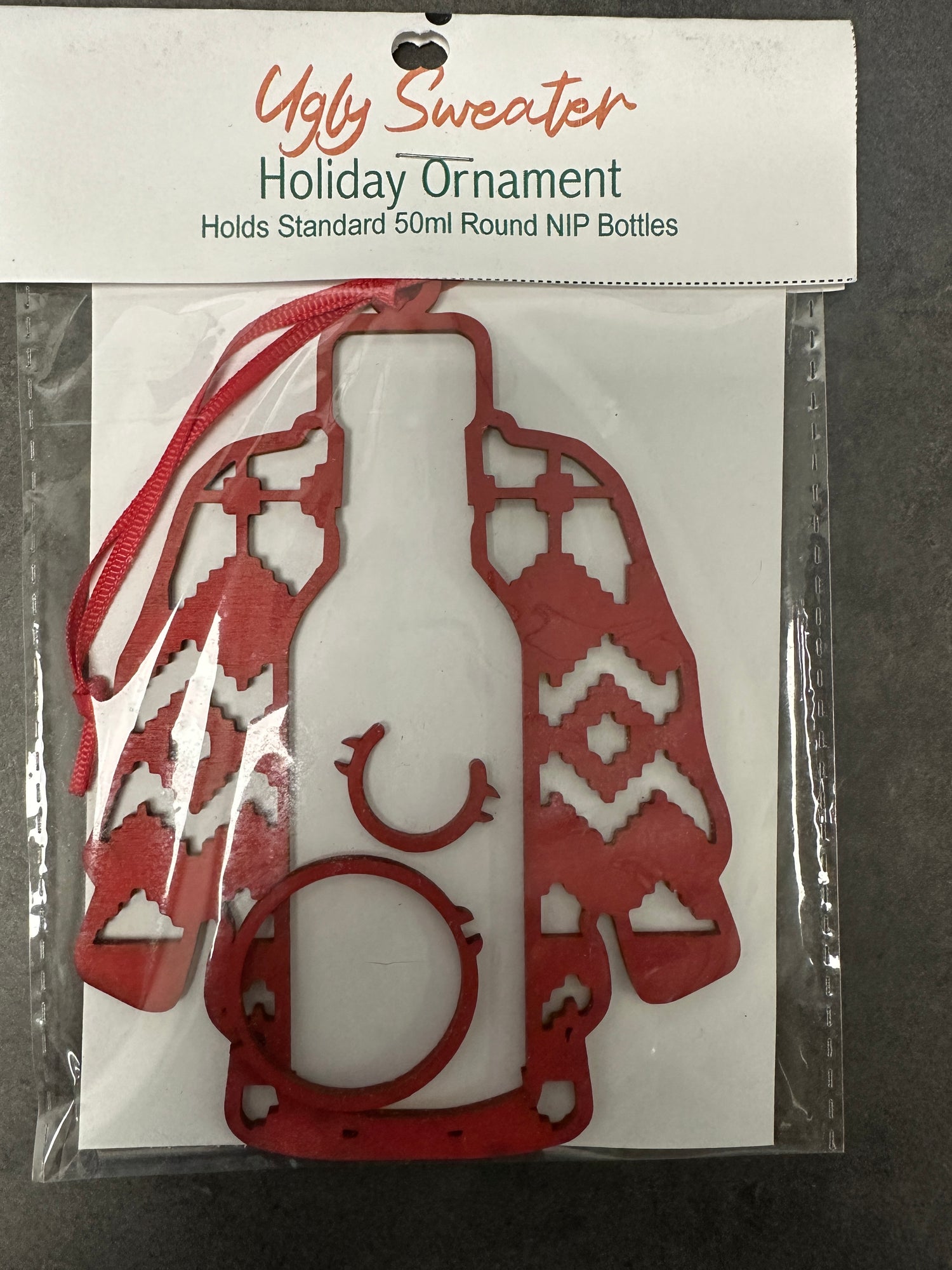 Ugly Sweater Holiday Ornament Hold Standard 50ml Round NIP Bottle