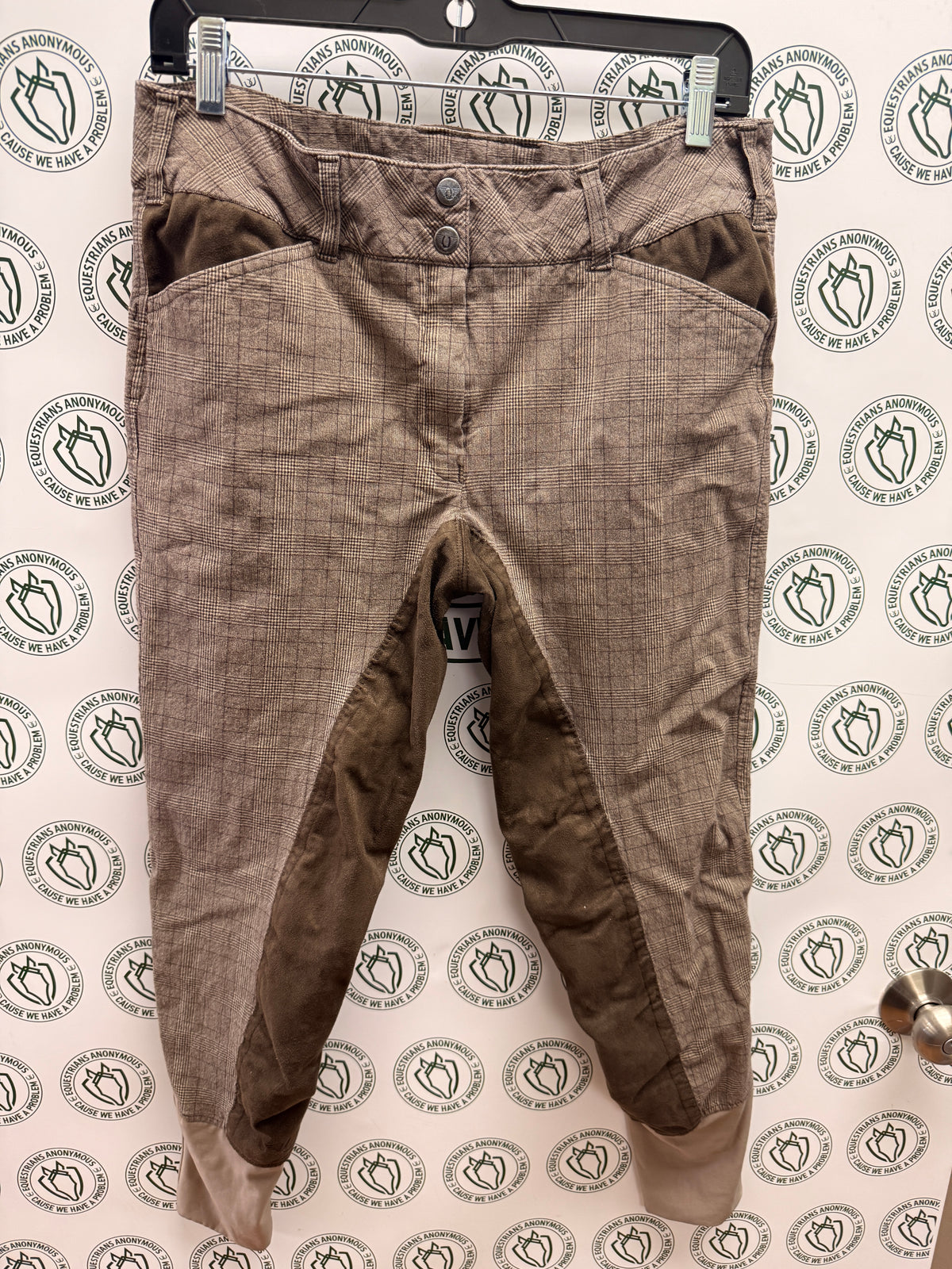 34 Women's Tuffrider tan tartan full seat breech