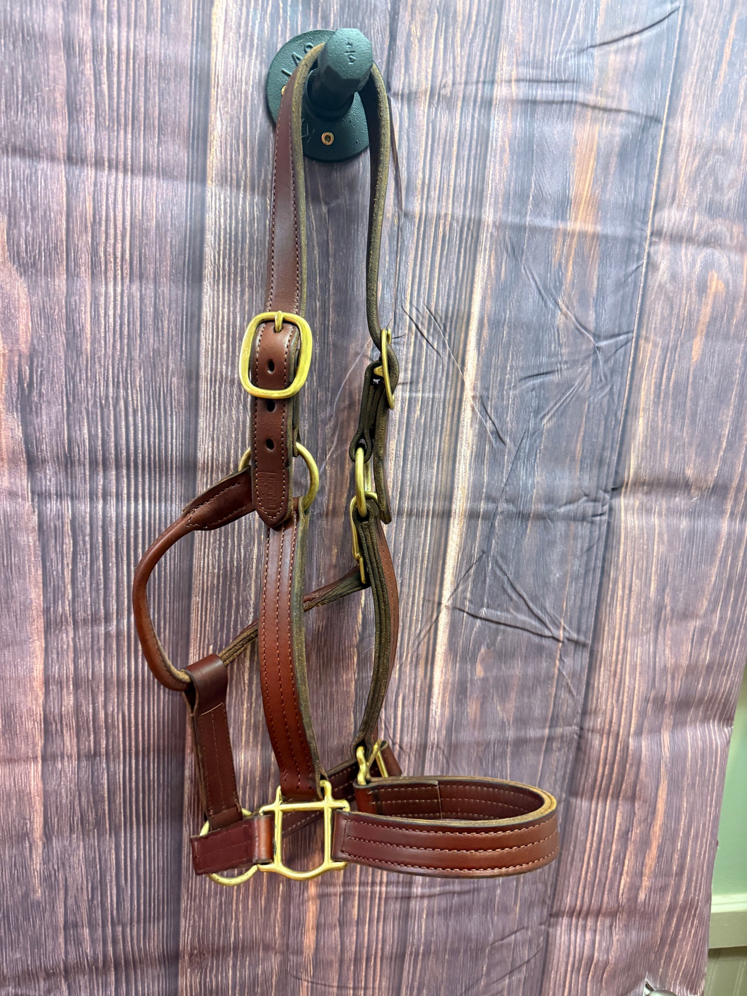 Chestnut Leather Halter Med Horse