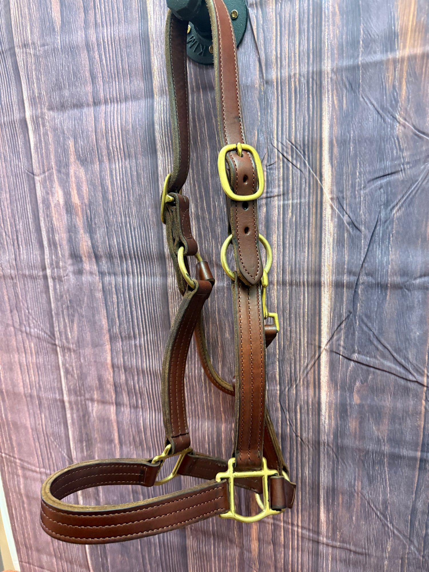 Chestnut Leather Halter Med Horse