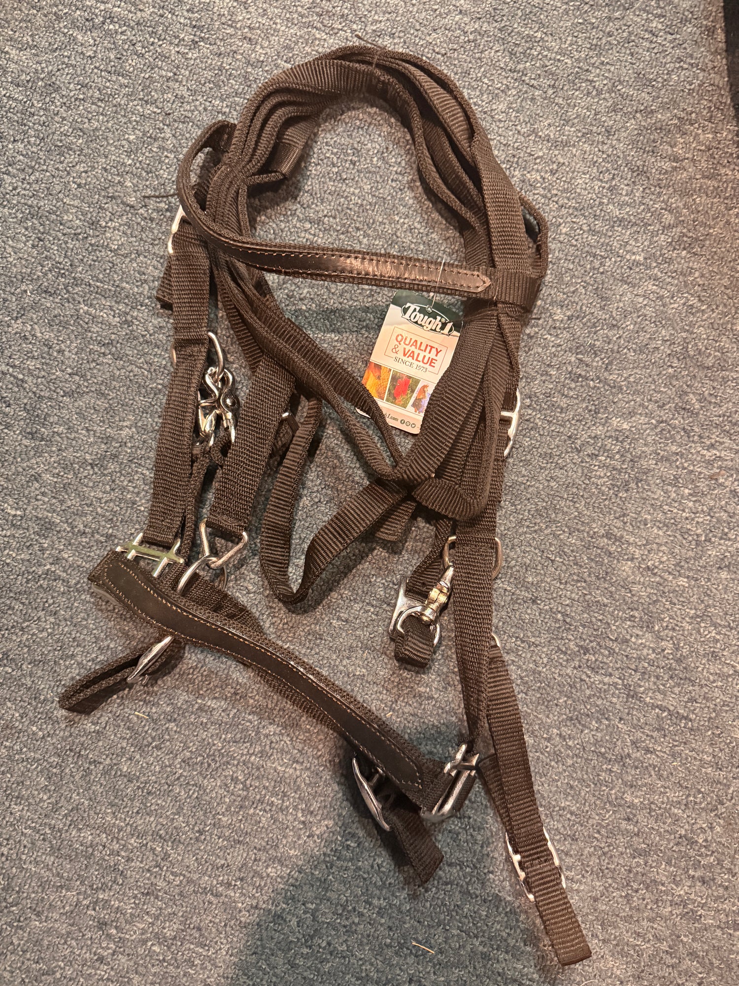 Halter Bridle Western Combo with Reins Nylon with leather overlay