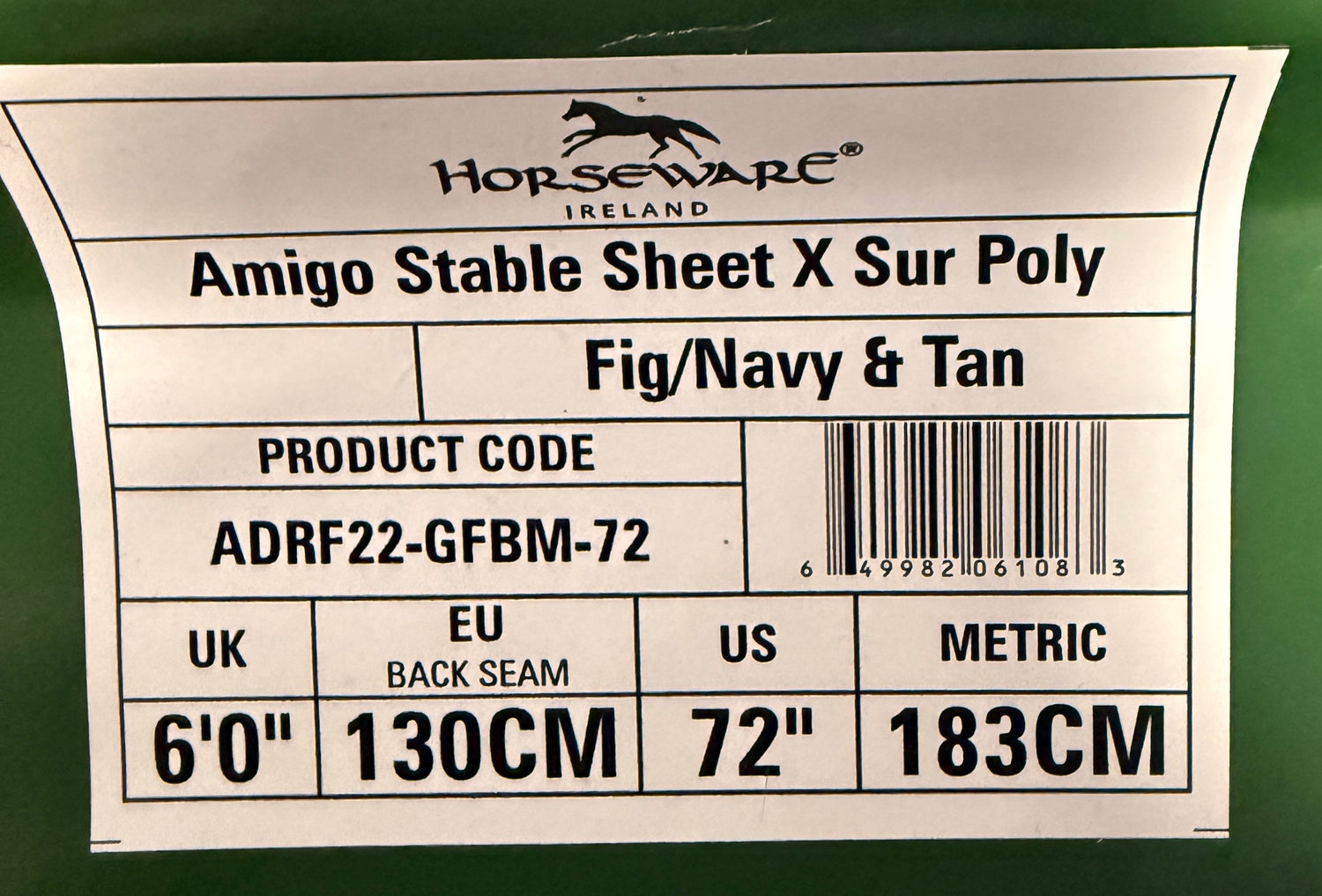 72" Amigo Stable sheet X Sur Poly Fig/Navy and Tan