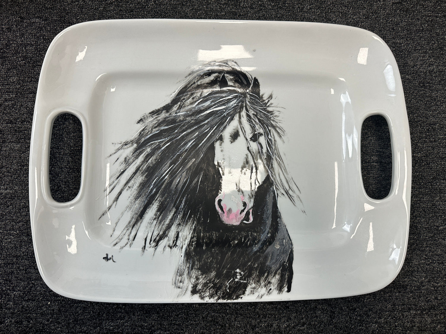 Painted Horse Head Platter 18 x 13