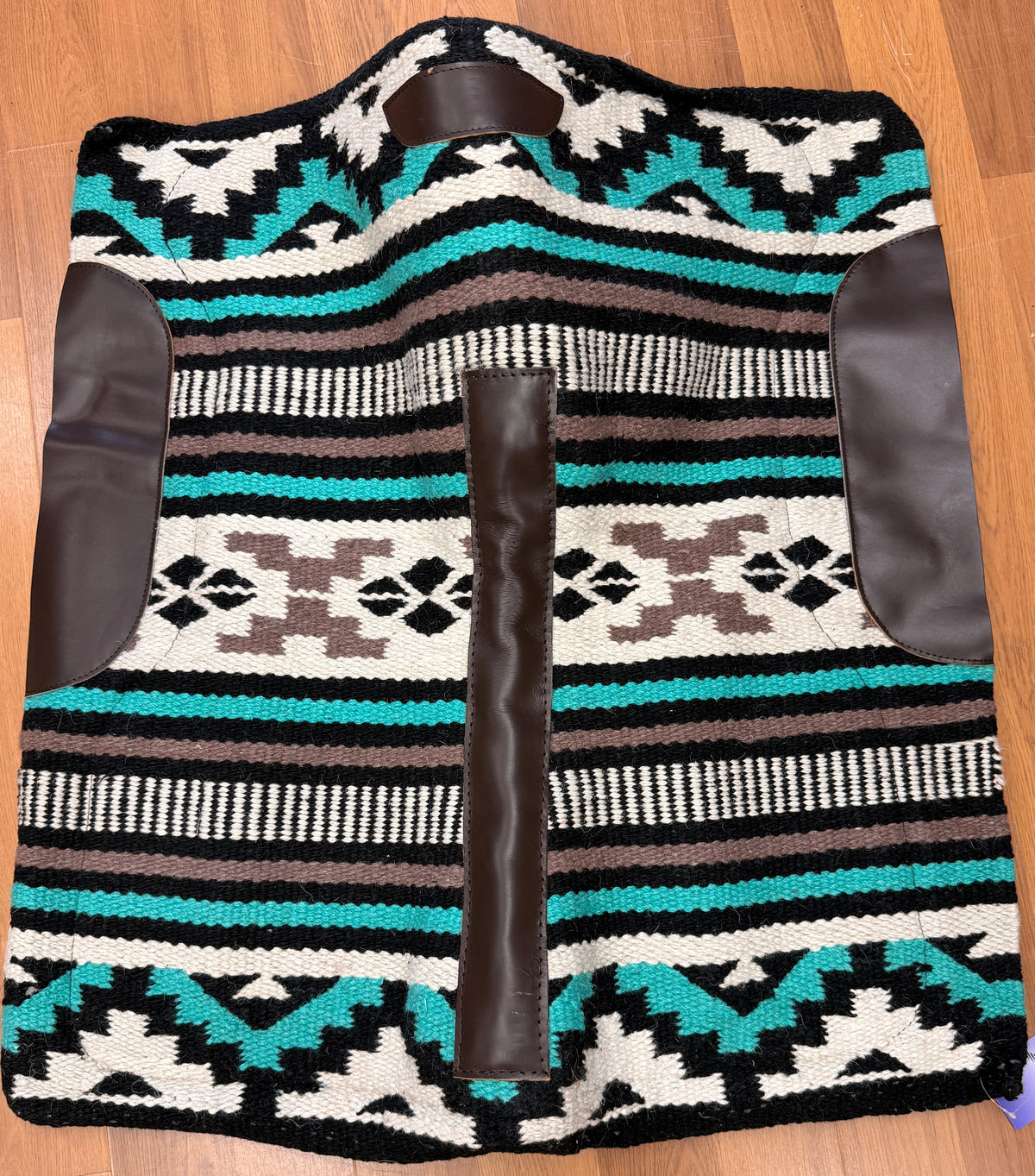Tuffrider Single Weave western saddle pad Aqua brown black