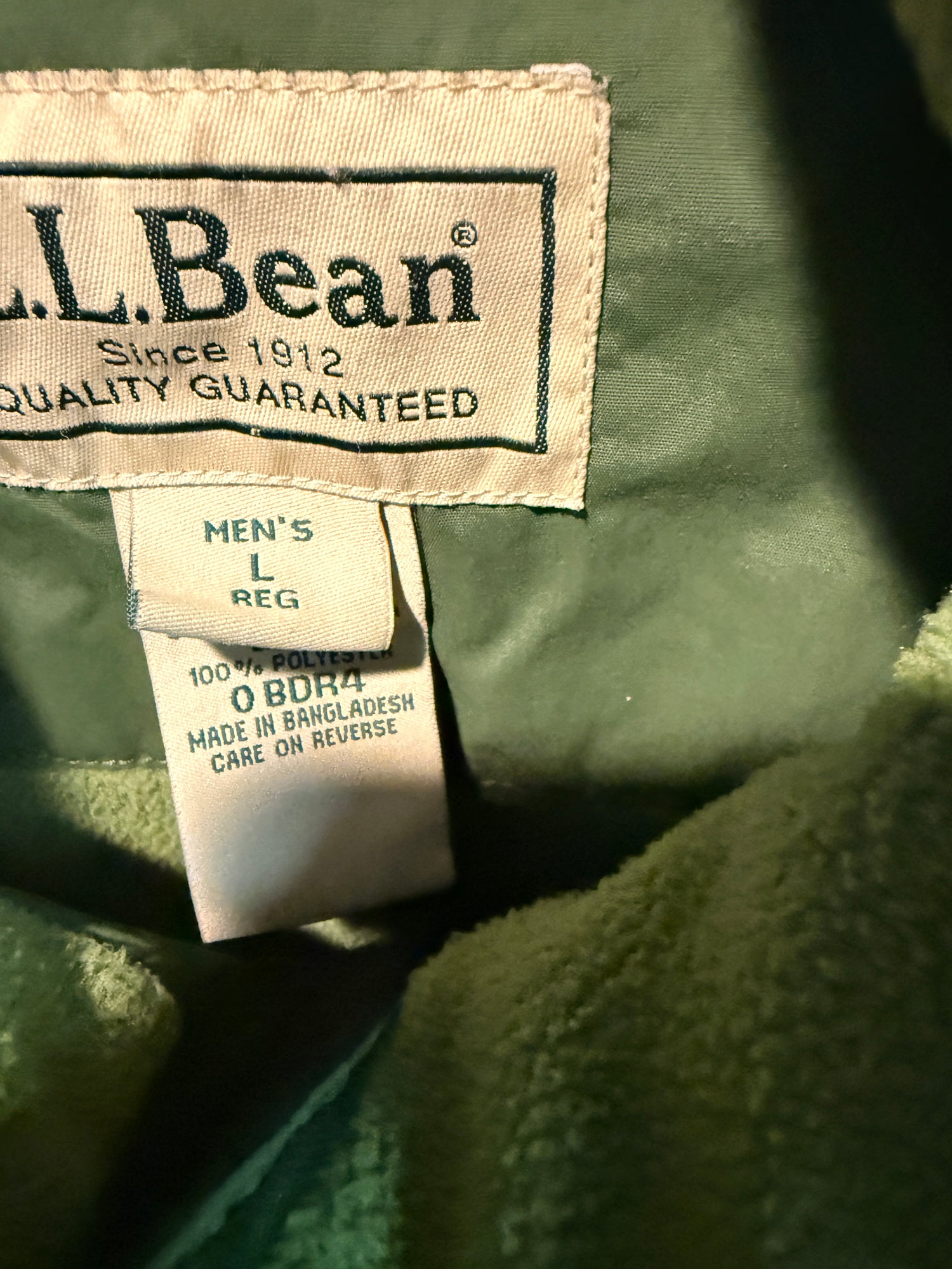 L Men's LL Bean Green Vest lined * Norfolk Hunt Club