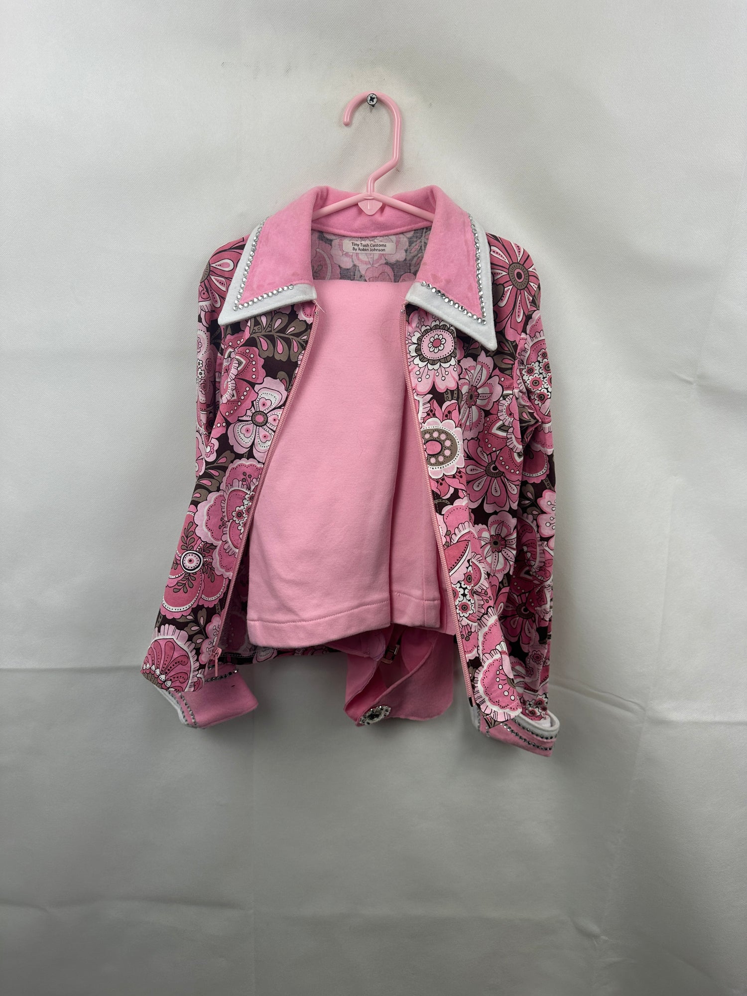 4-5 Child Pink Paisley Western show shirt with matching Cloth Chaps Pink