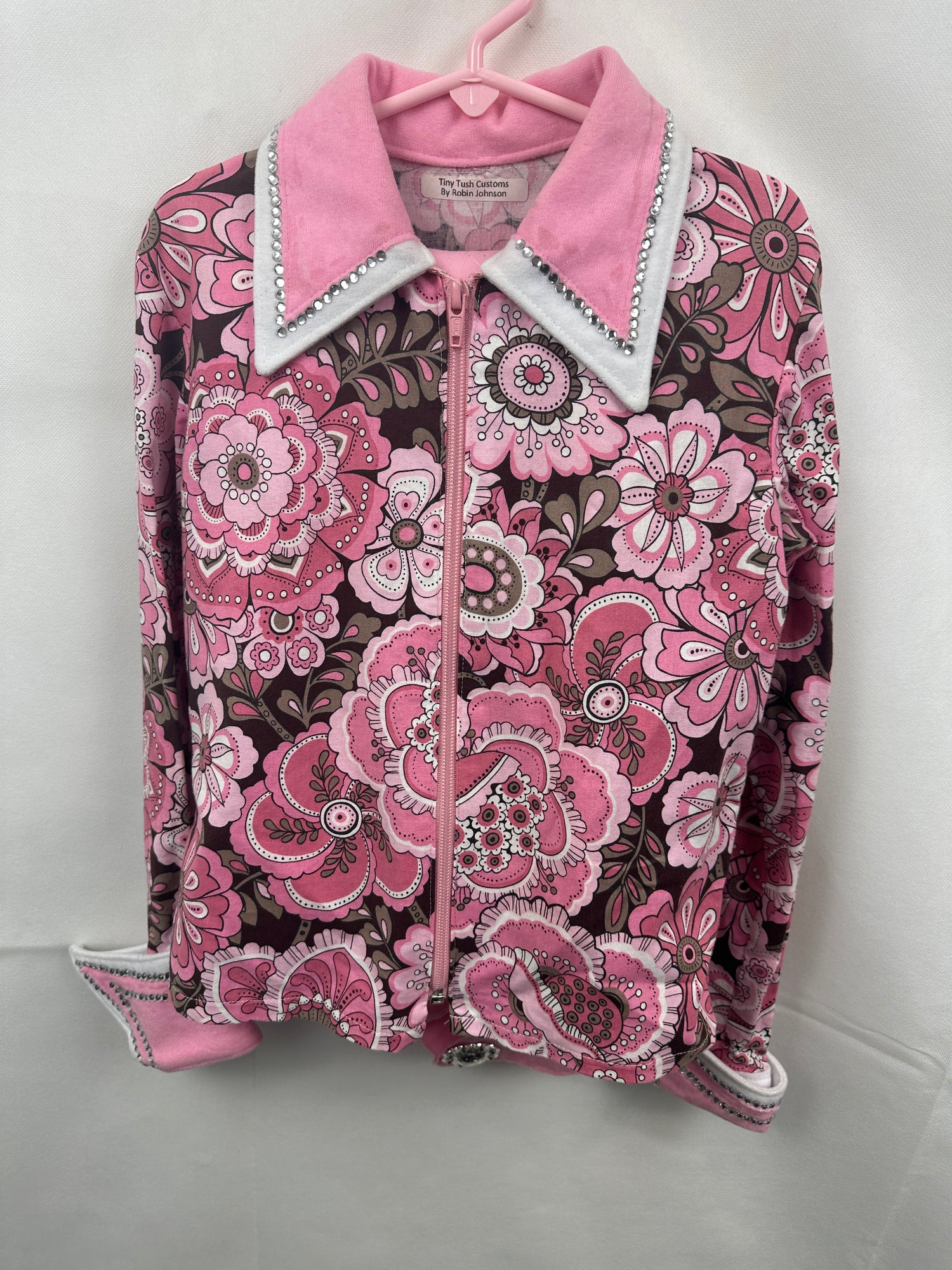 4-5 Child Pink Paisley Western show shirt with matching Cloth Chaps Pink