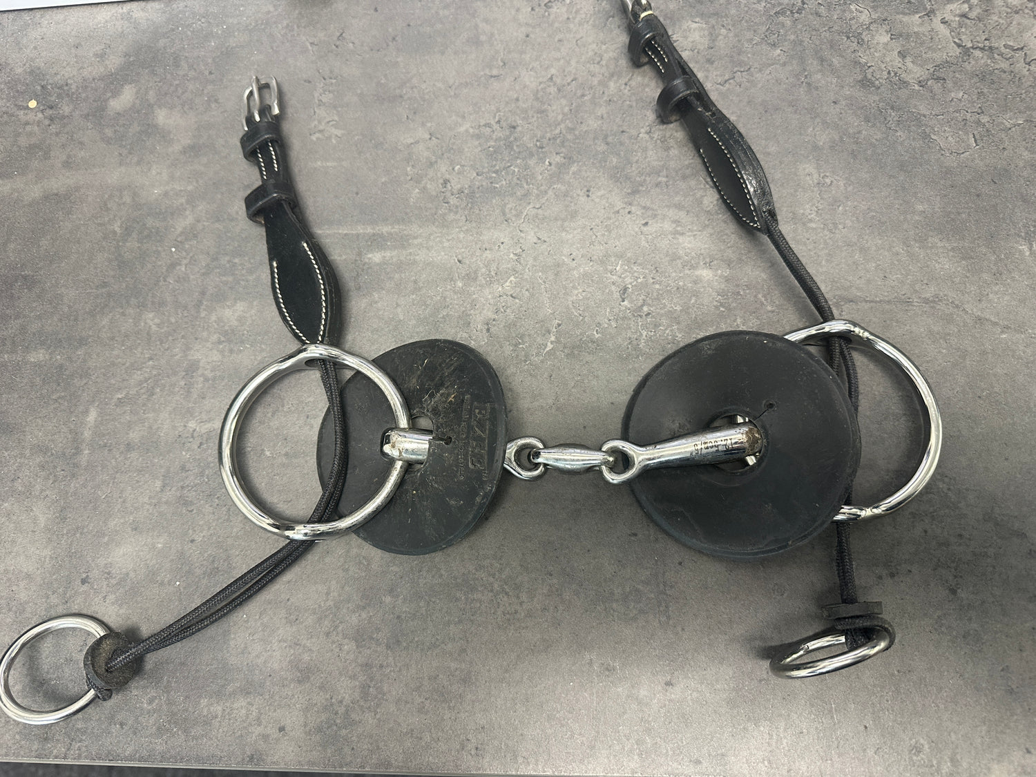 Bit - 5 inch Gag Bit with French Link Snaffle with Cheek straps