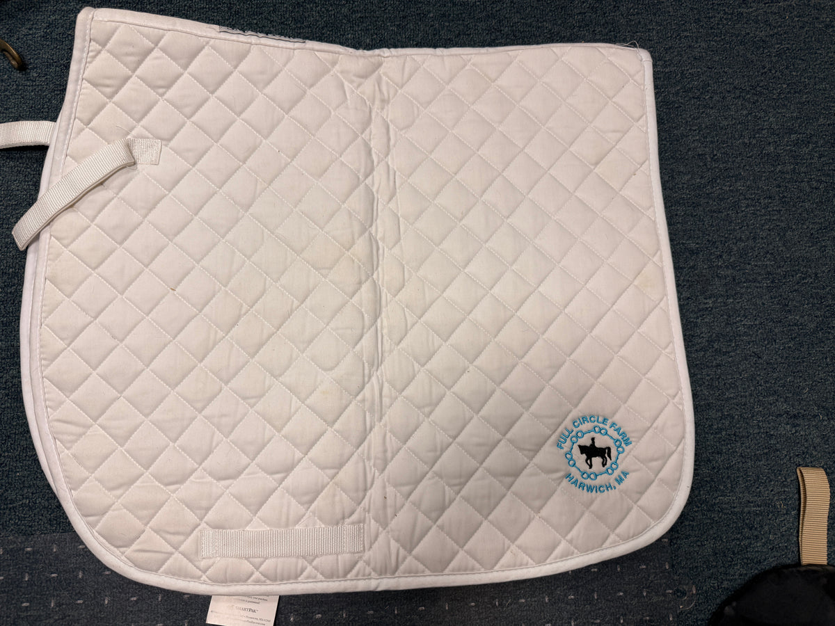 Full size white dressage pad embroidered Full circle farm harwich