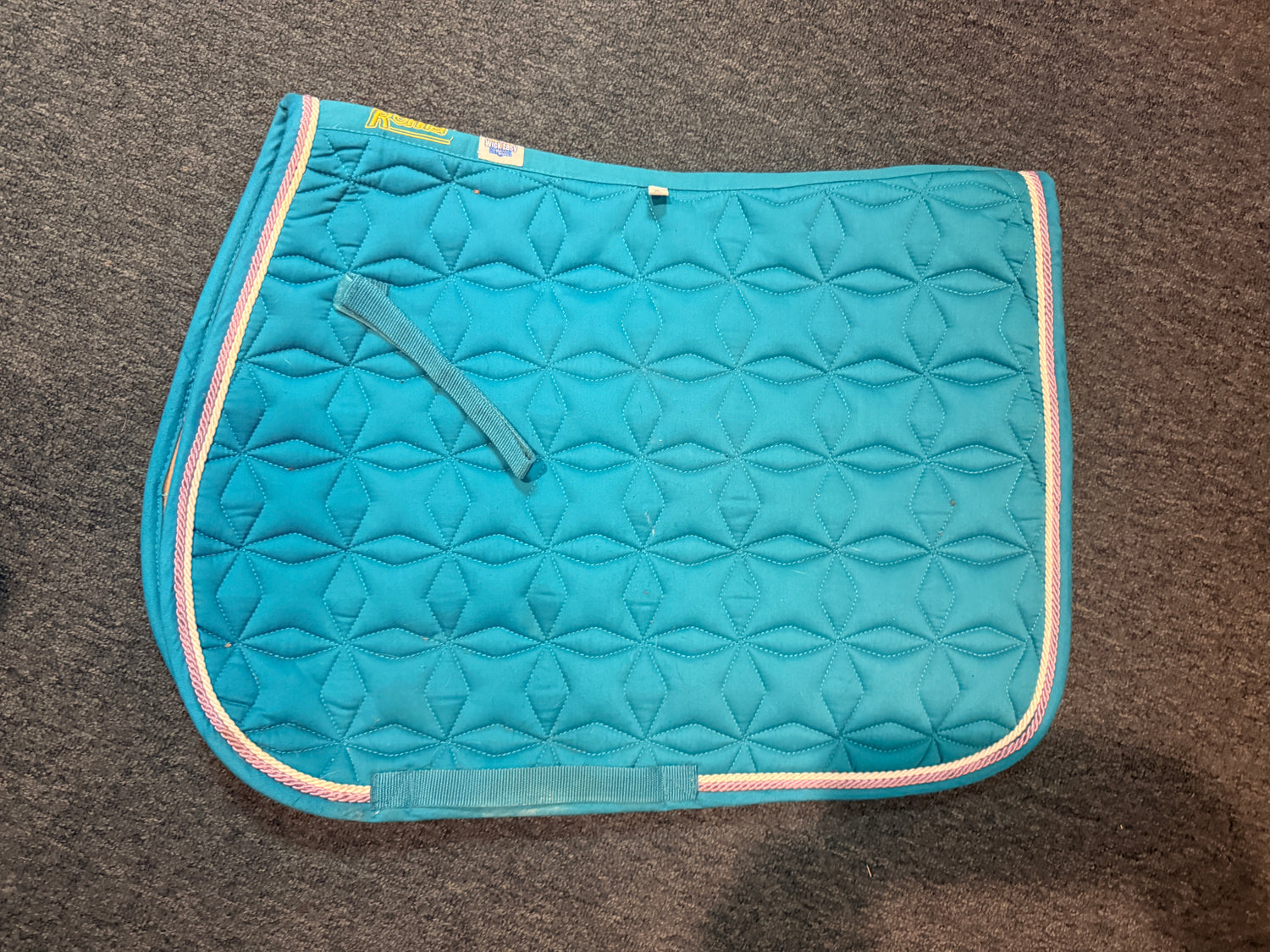 Full Roma Sky Blue grey white pipe Saddle pad